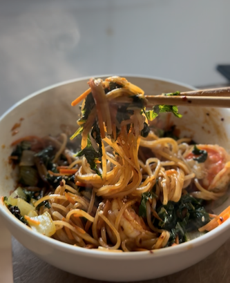 SPICY RICE NOODLES & SHRIMP BOWL