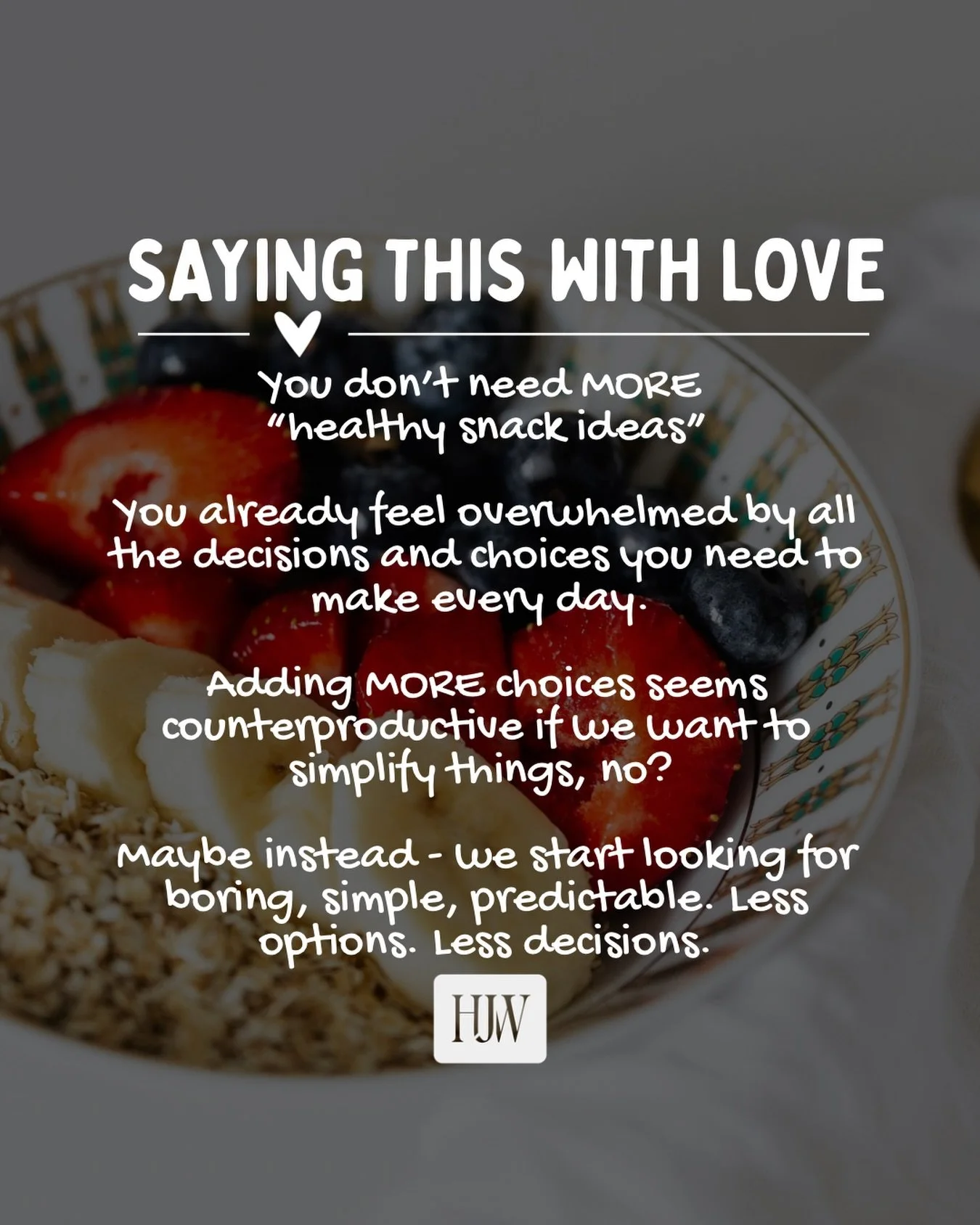 If you feel overwhelmed with choices, and are experiencing decision fatigue&hellip;maybe adding MORE choices isn&rsquo;t the answer we need. Right?⁣
⁣
Maybe you don&rsquo;t need MORE OPTIONS, or more information, or more ideas&hellip;⁣
Maybe you need