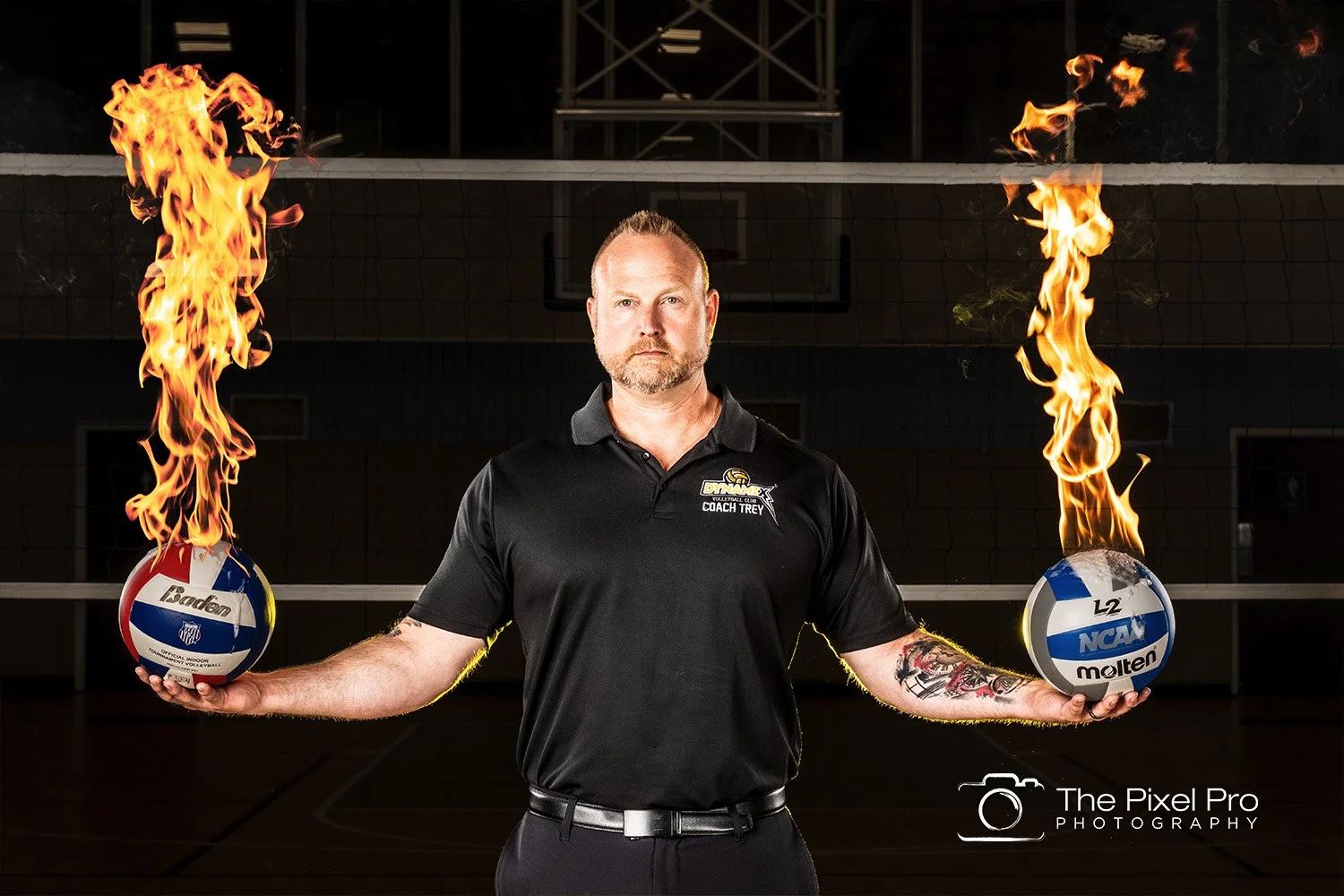 Unique Volleyball Sportraits with Fire Effects | Virginia Team Photographer