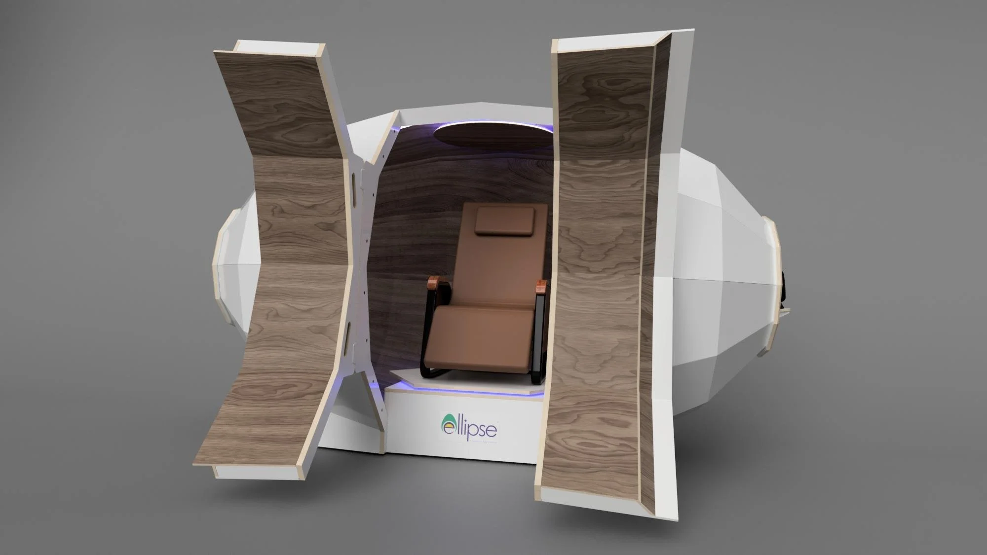 harmonic egg doors open brown interior