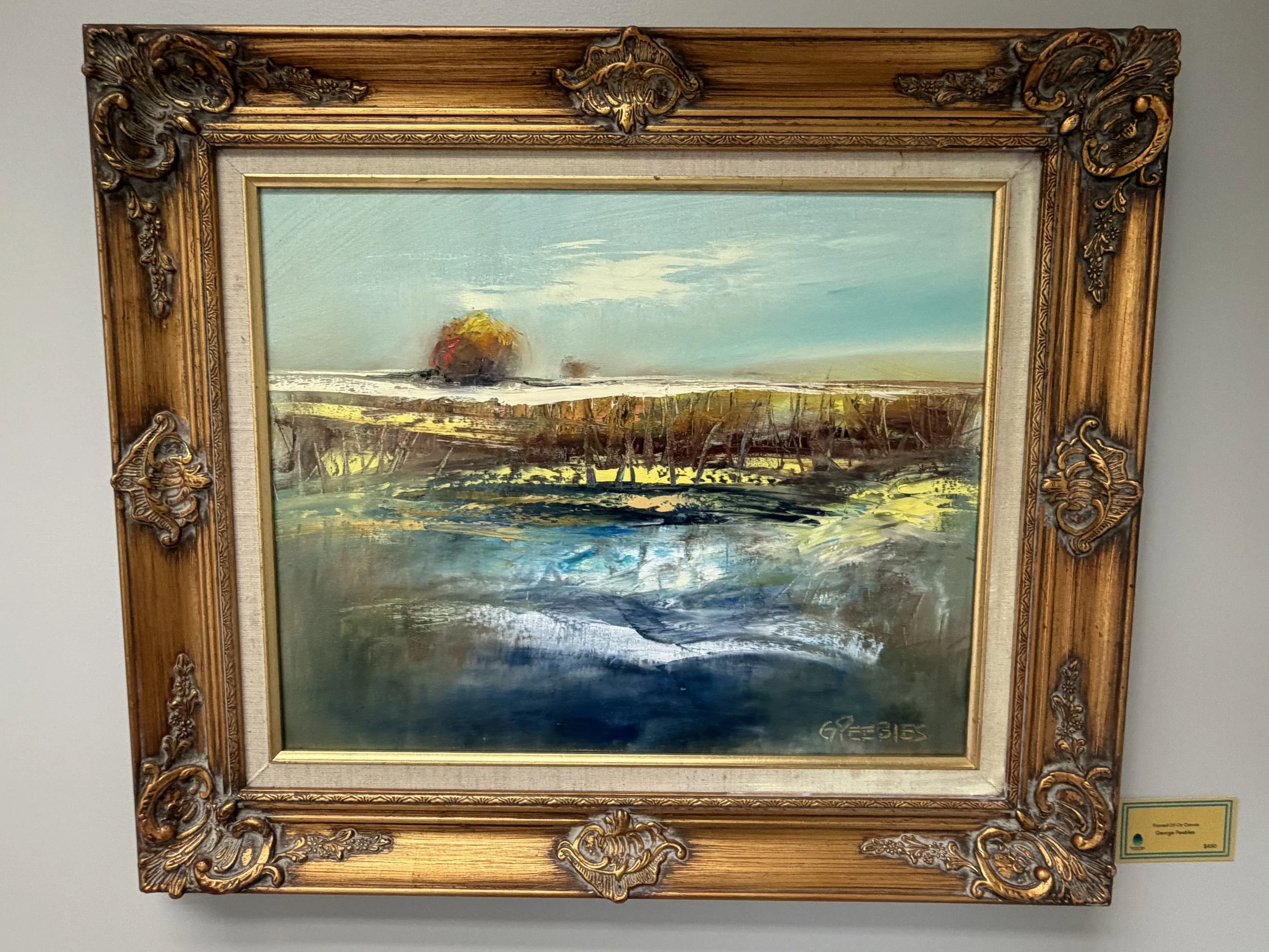 gold frame around oil painting by artist George Peebles