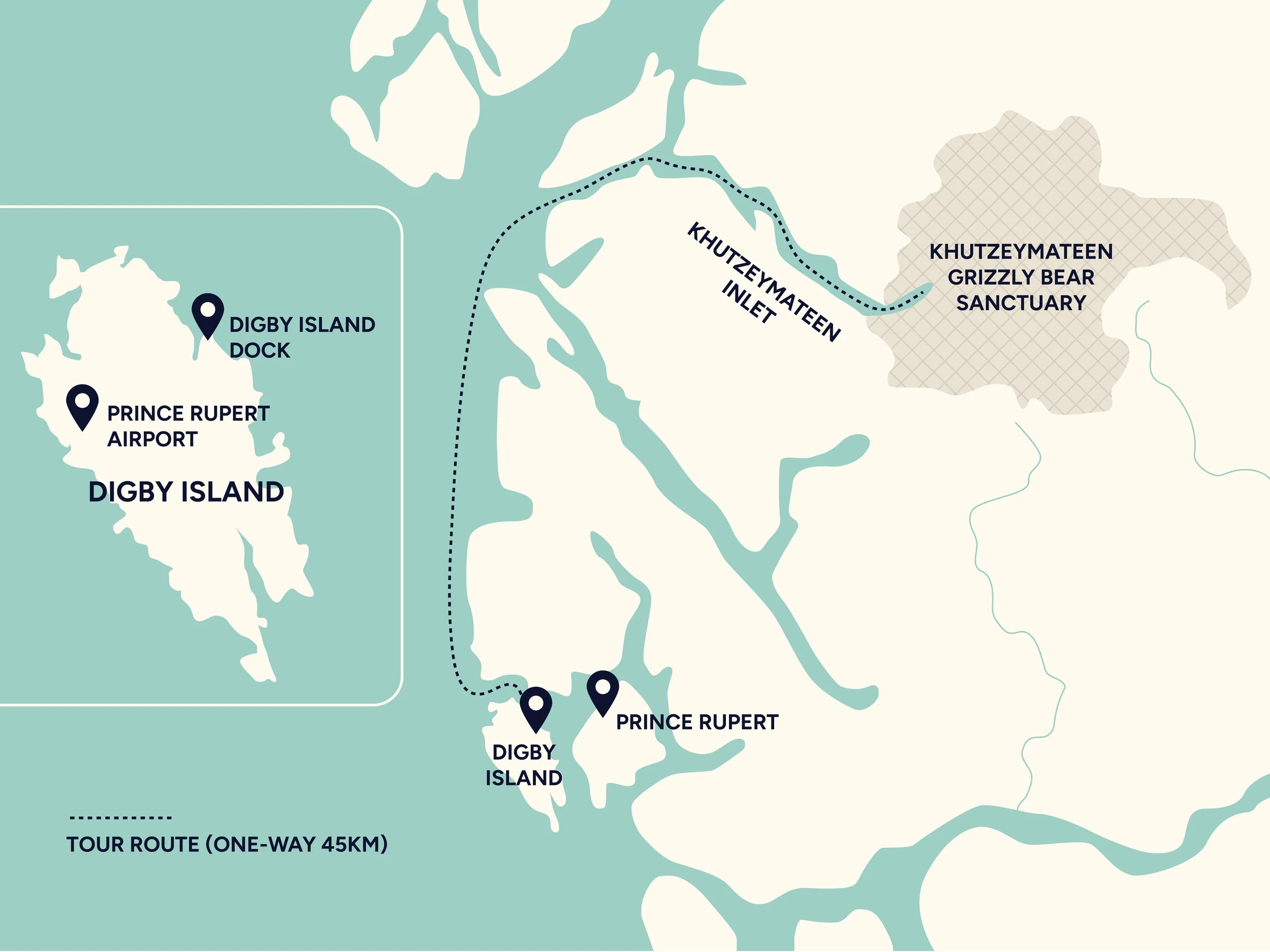 Prince Rupert map showing tour route