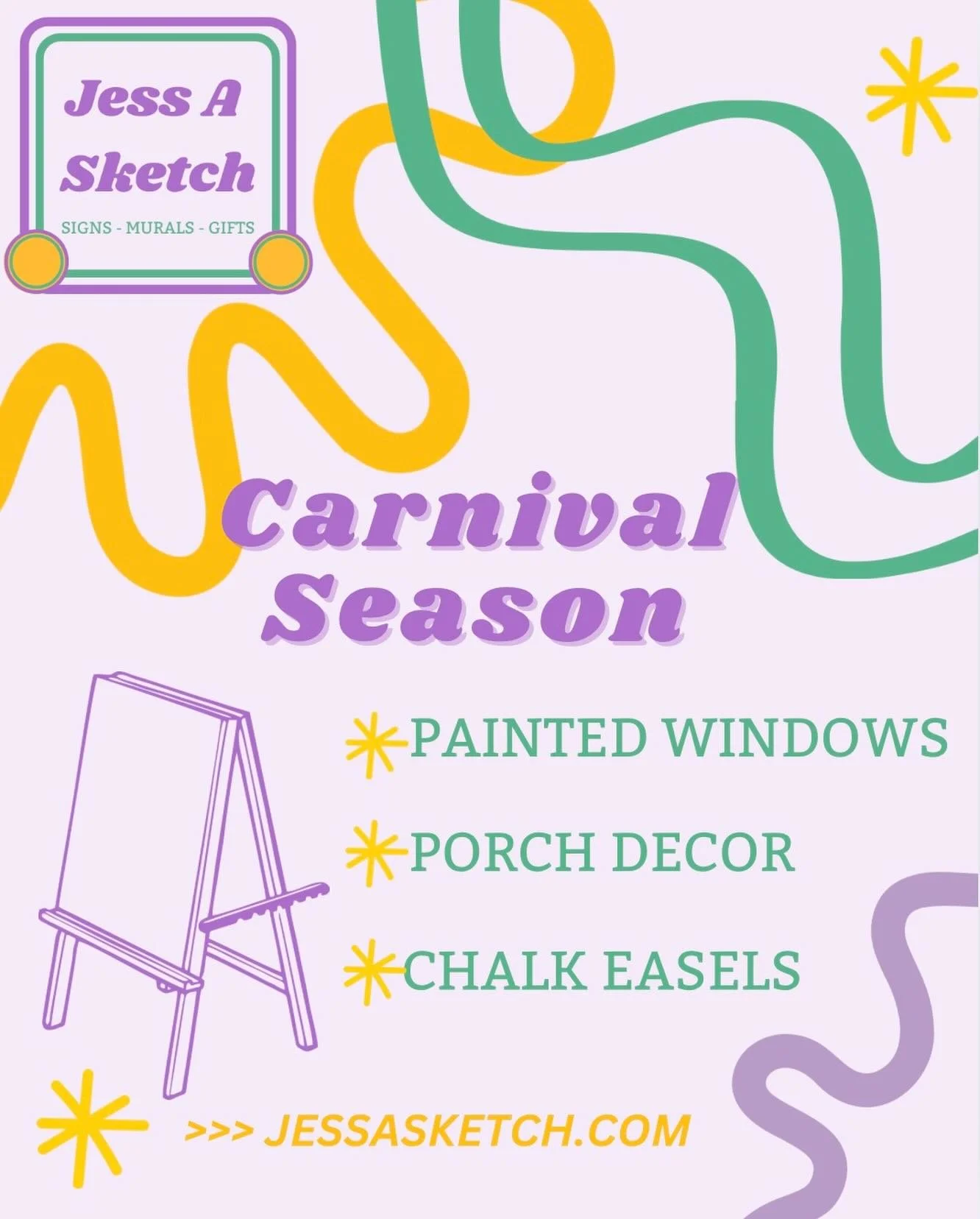 It&rsquo;s that time of year again!! If you want to add some festive flair to your business or home this carnival season, I would love to help you!! 💜💚💛 inquire on my website jessasketch.com to get on my schedule!! 

Mardi Gras, carnival, window a