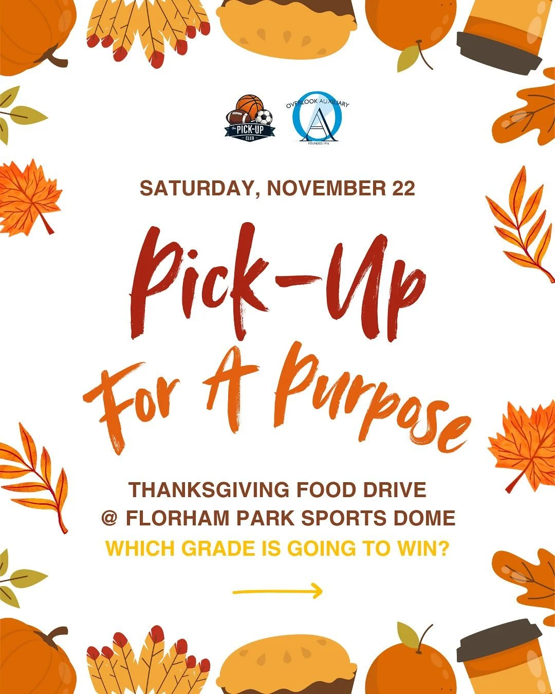 Tis the season of giving and we invite all our players to participate! 🦃🧡 On Saturday, November 22, we're partnering with Overlook Auxiliary NP Twig 10 to host a Food Drive for the indoor games at Florham Park Sports Dome: Little Athletes at 10am a