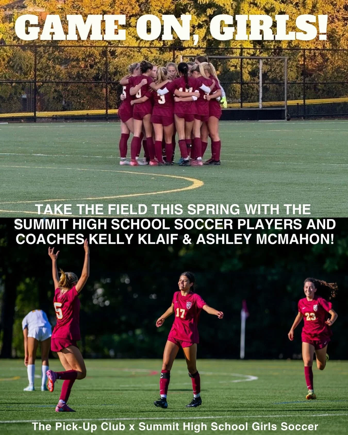 Take the field with the Summit High School Soccer team this Spring! ⚽️☀️

We&rsquo;re teaming up with the Summit High School Girls Soccer team-and beloved coaches, Kelly Klaif and Ashley McMahon-for an unforgettable Spring season!

HELP US GAME PLAN: