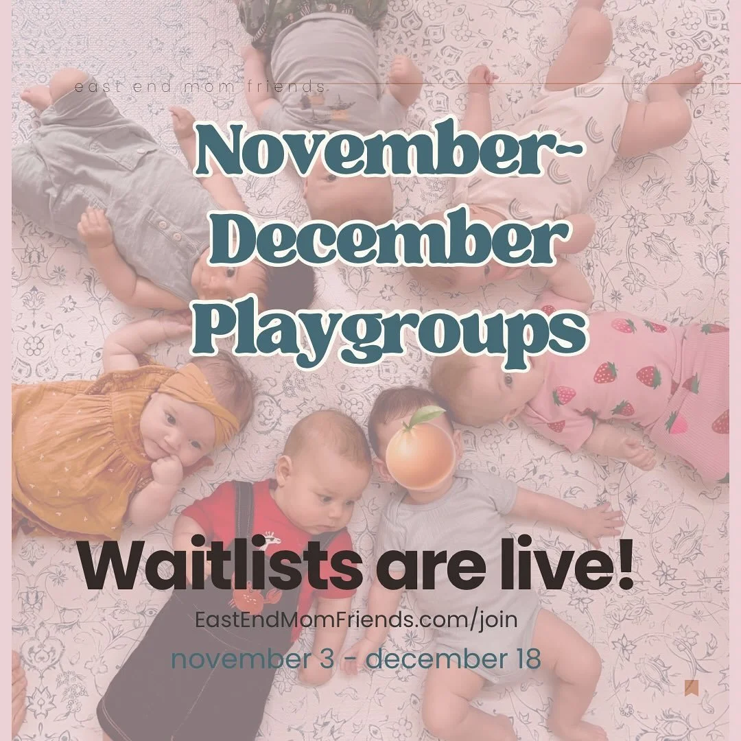 ❄️ Nov&ndash;Dec Playgroup Waitlists Are Open ❄️
https://www.eastendmomfriends.com/join

East End Mom Friends is bringing more than 40 playgroups to life all over the east end, from St. Lawrence and Distillery to Birchcliff, O&rsquo;Connor-Parkview, 