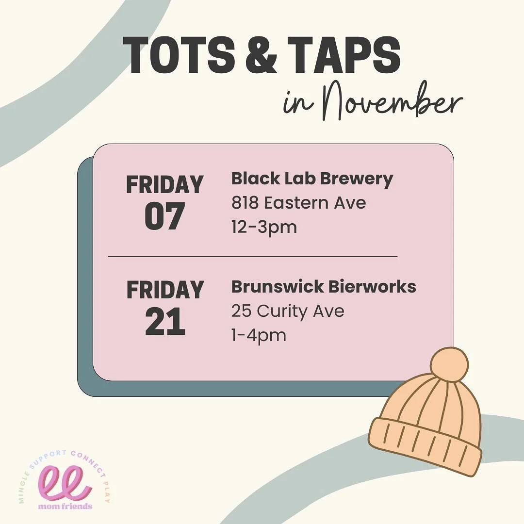So excited to return to @blacklabbeer and hit up a new spot @brunswickbierworks to the roster!
Come hang with us on Fridays, have a drink (non alcoholic options always available too!) and make some mom friends. No registration necessary 💚