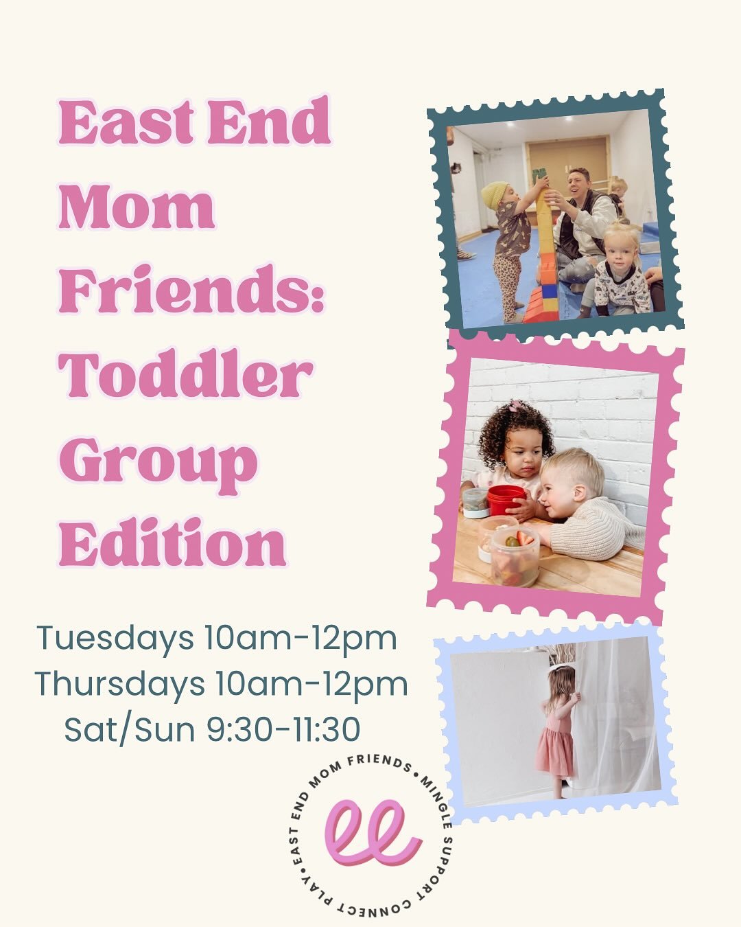 Got a big energy toddler who may nap once a day or not at all? This group is designed for confident walkers and runners who love to move explore and play more independently alongside other toddlers.

The details
&bull; Mar 2 to Apr 30 (8 weeks)
&bull