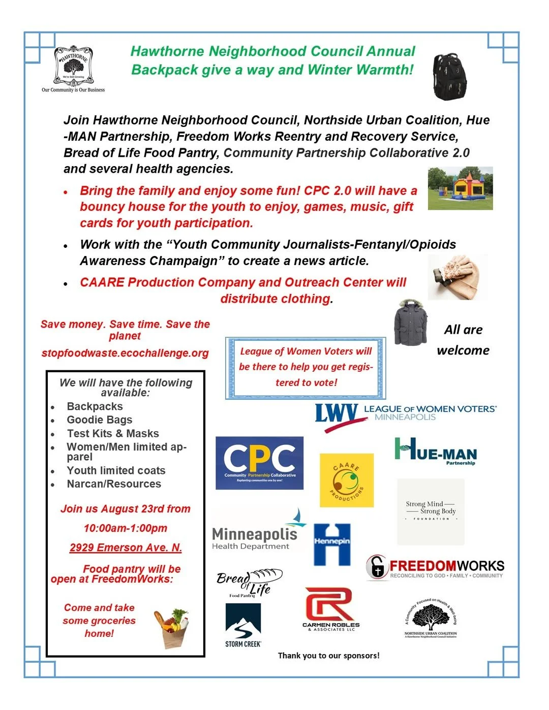 Hawthorne Neighborhood Council Annual Backpack Giveaway and Winter Warmth