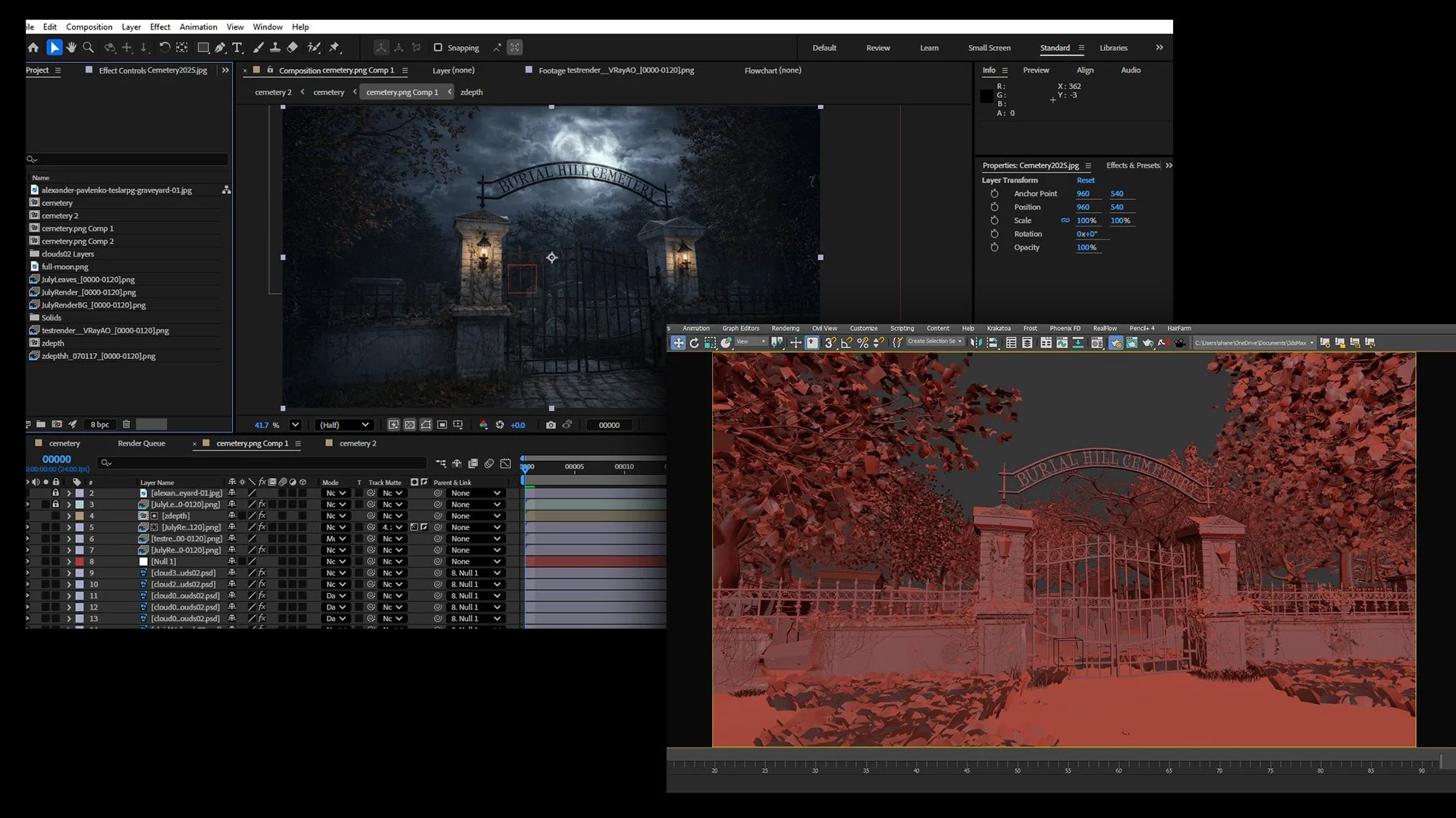 Burial Hill Cemetery - Software used: Photoshop/ 3Ds Max/ AfterEffects / SpeedTree