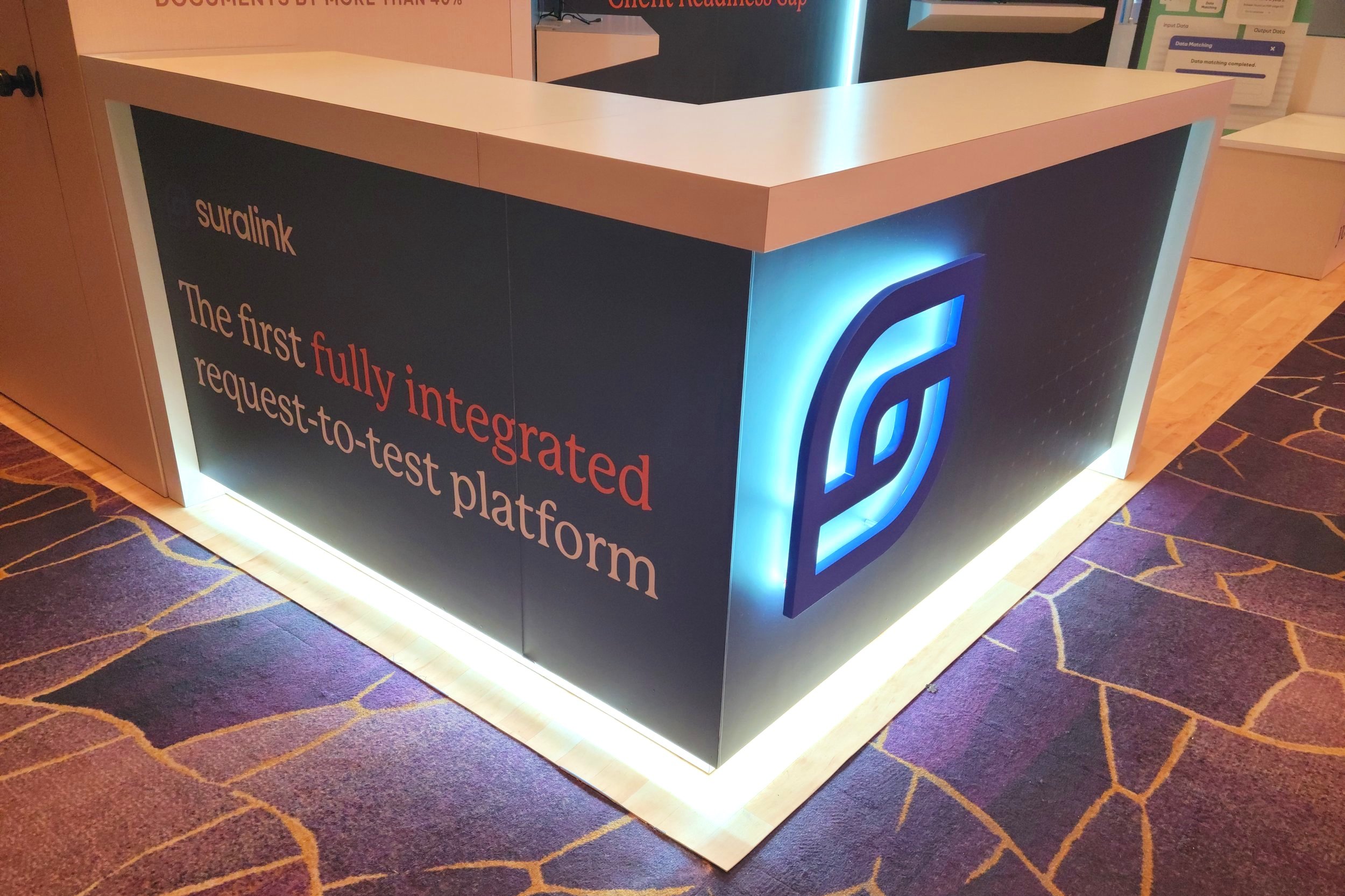 Close up of L counter with lighting elements