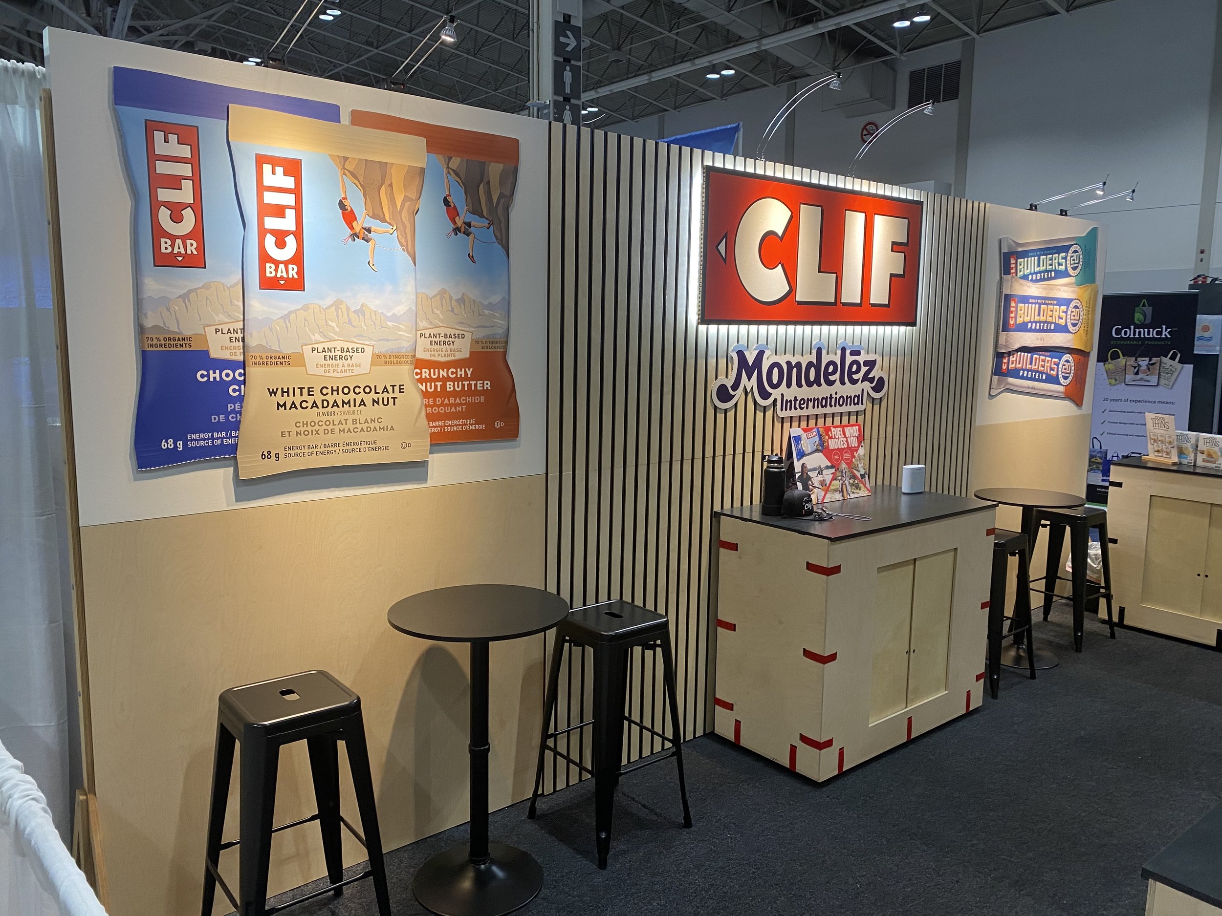 Showing back of booth area for simple meetings and sample prep