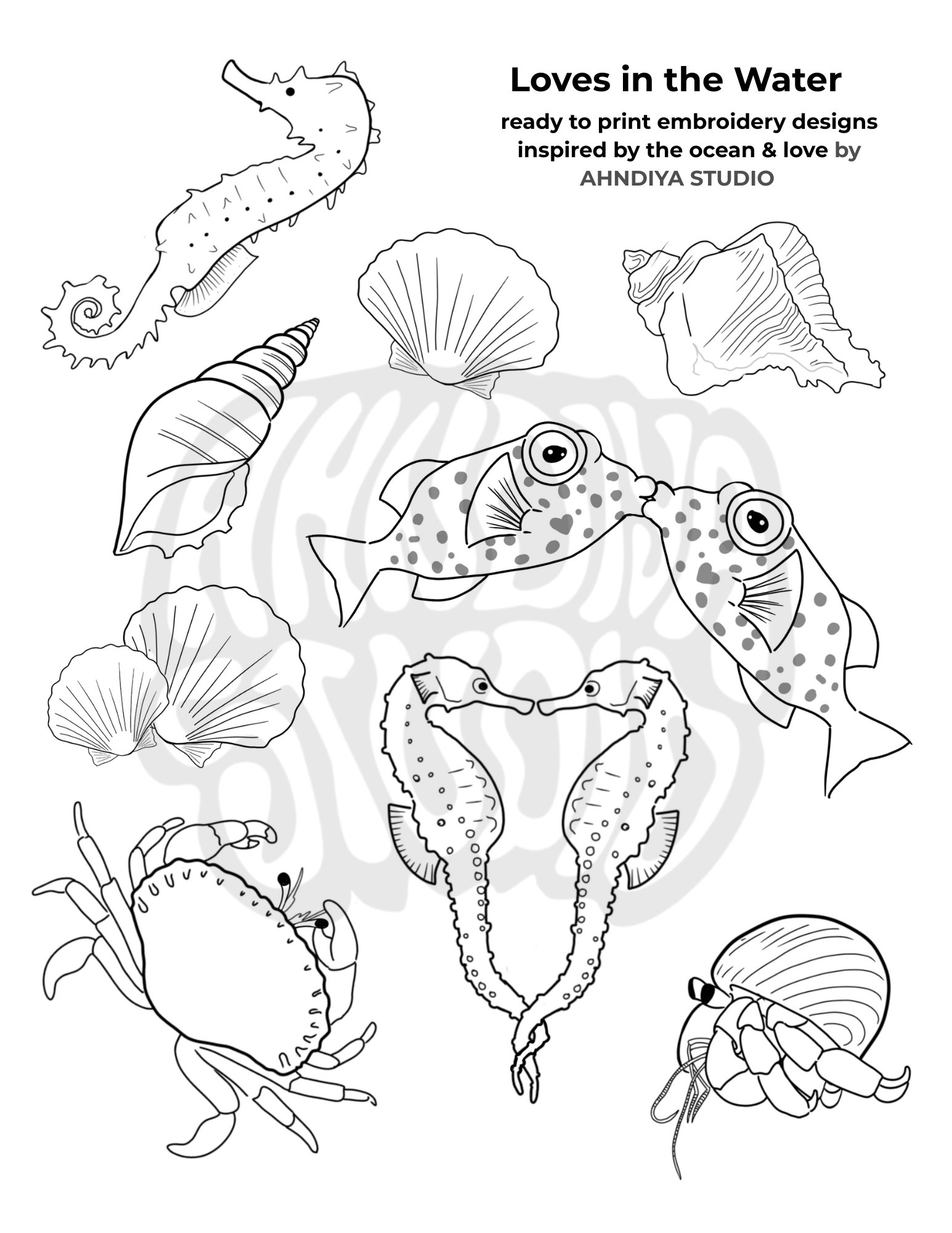 Loves in the Water Embroidery Design Stickers