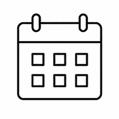 Calendar icon with six squares representing dates