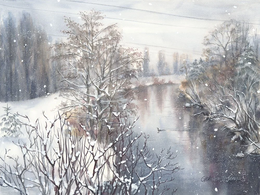 2026-03 Catherine M. James_Snowfall-Sammamish River.jpg