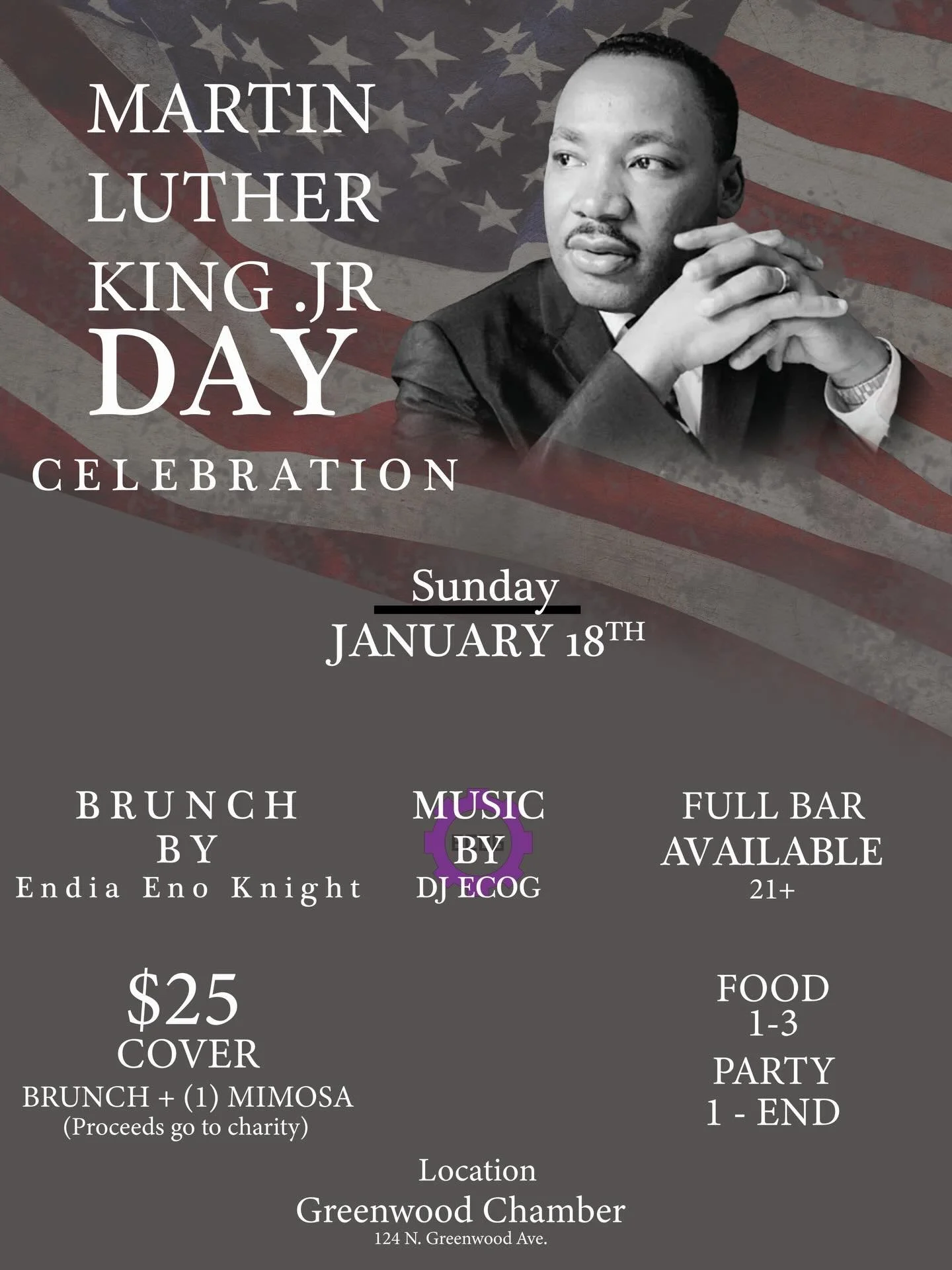 This Sunday I&rsquo;m doing a brunch at the chamber in the heart of greenwood. I&rsquo;ll be spinnin a curated hip hop and R&amp;B in celebration of MLK. See you Sunday! 
#sundaybrunch #mlkjrday #tulsa #greenwood