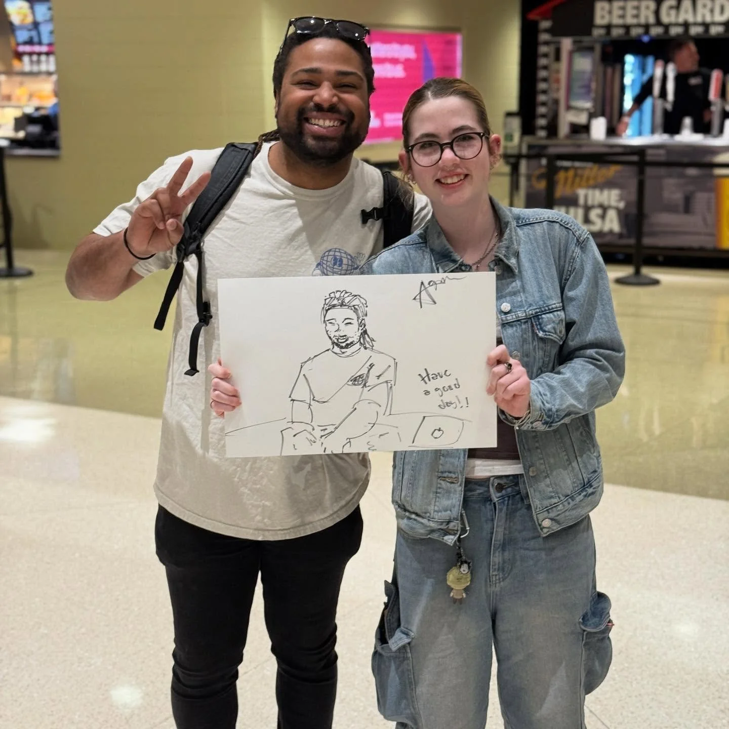 This young lady drew my portrait while I was djing for the Oilers. Soo cool! #tulsaoilers #fanart #djlife🎧