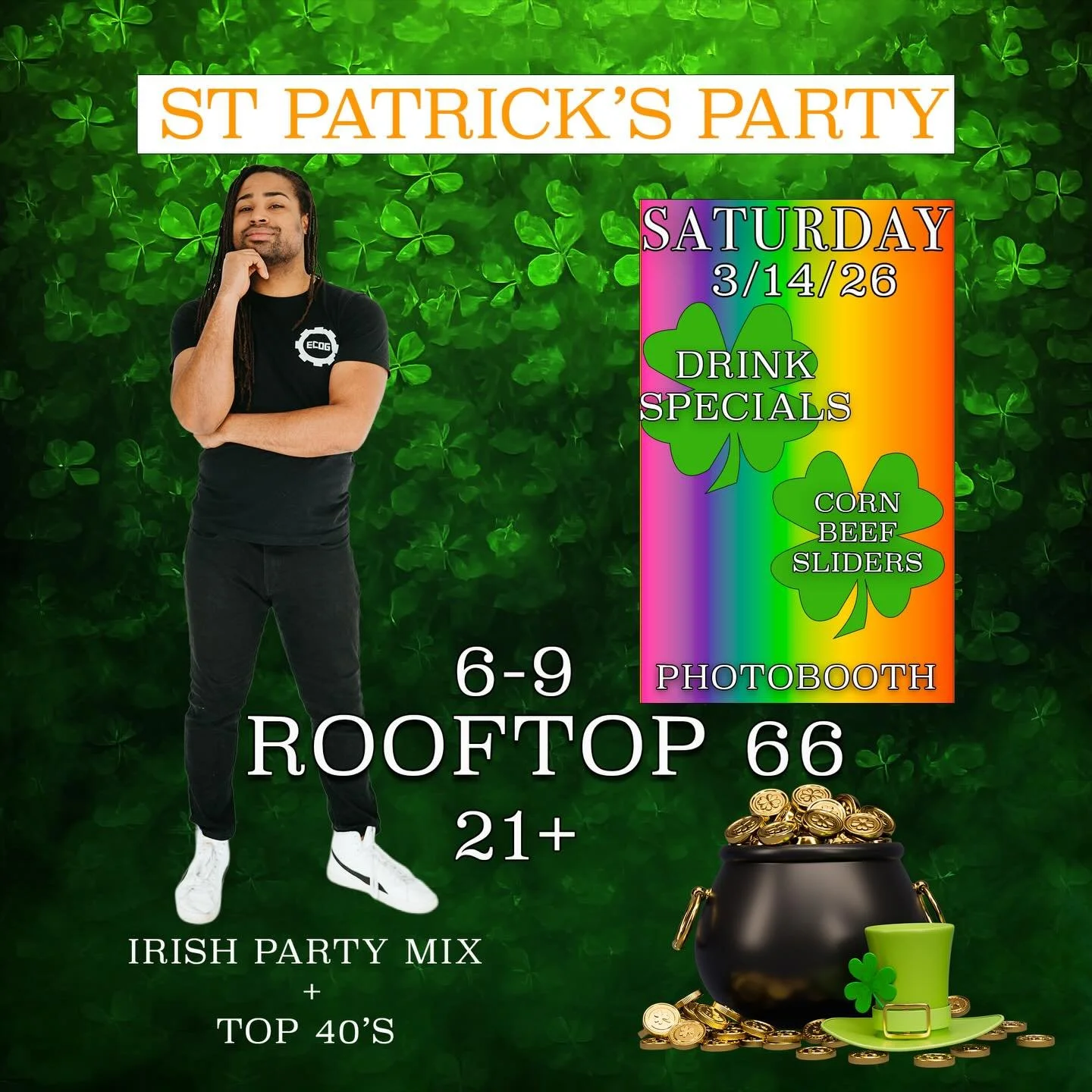 My first gig of the weekend starts at rooftop 66! 
We&rsquo;re kicking off St Patrick&rsquo;s day weekend with a party. 
#stpatricksday2026 #djecog #tulsa