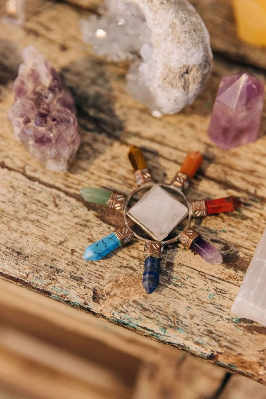 Crystal grid on Julie’s reading table