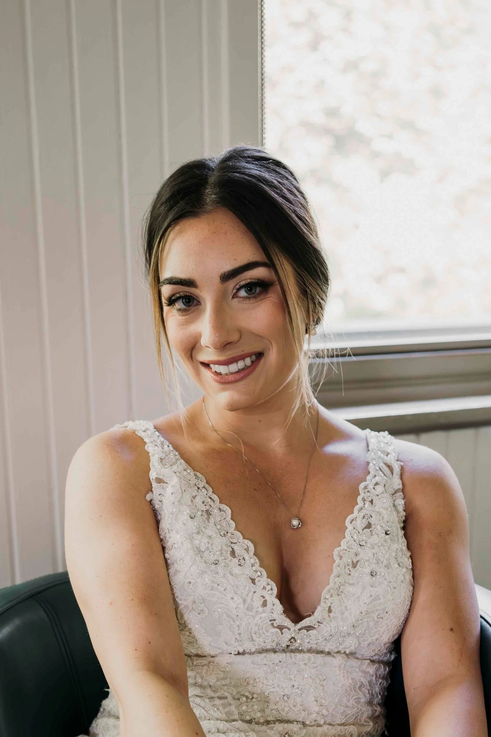 Parla Hair bride testimonial headshot - Sarah D photo by Calm x Collective