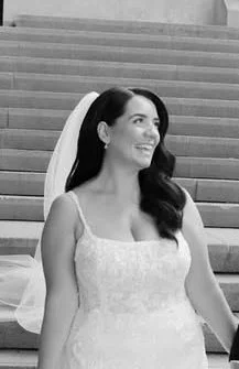 Parla Hair bride testimonial headshot - Justine A