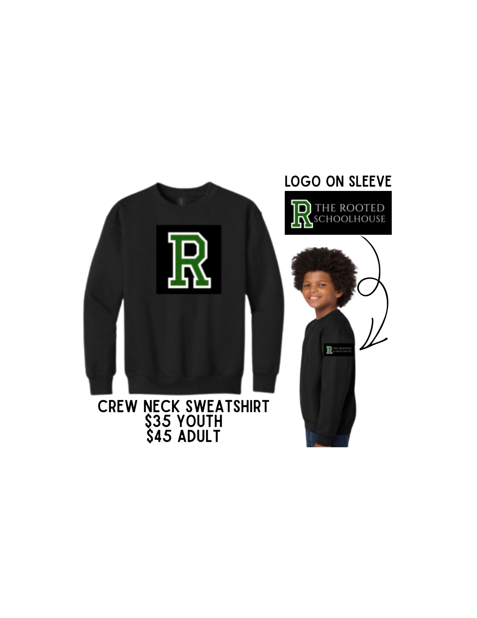 BLACK CREW NECK SWEATSHIRT
