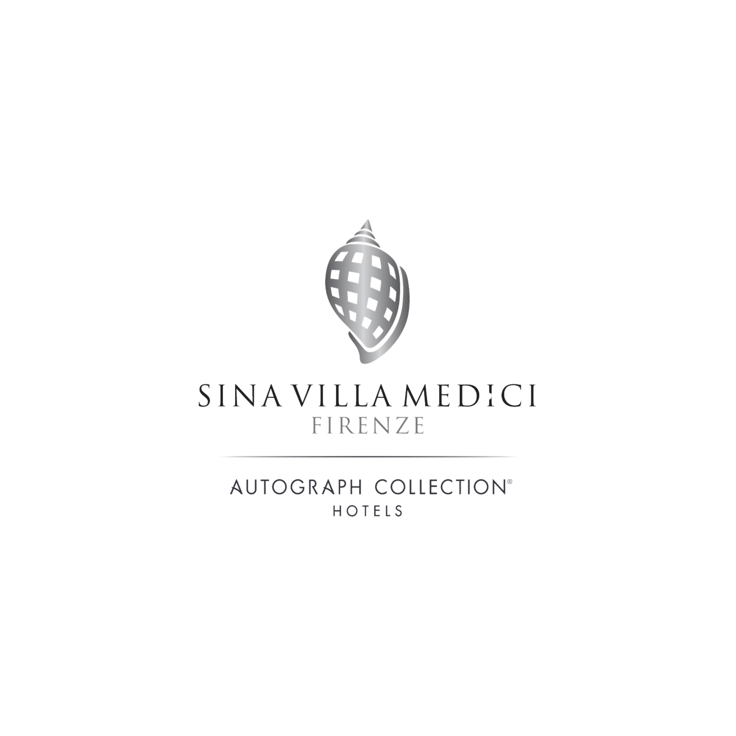 Logo featuring a stylized shield above the text "Sina Villa Medici Firenze, Autograph Collection Hotels."