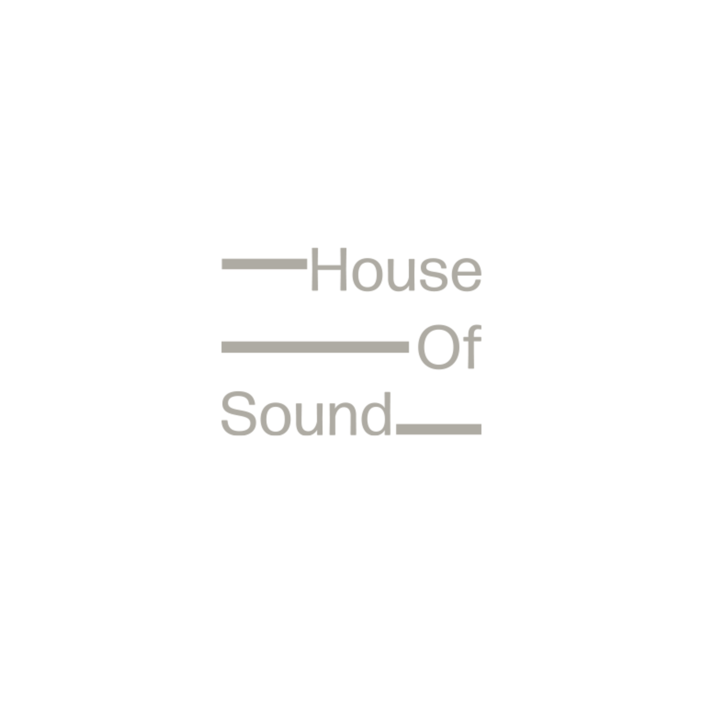 Text "House Of Sound" with lines on a black background.