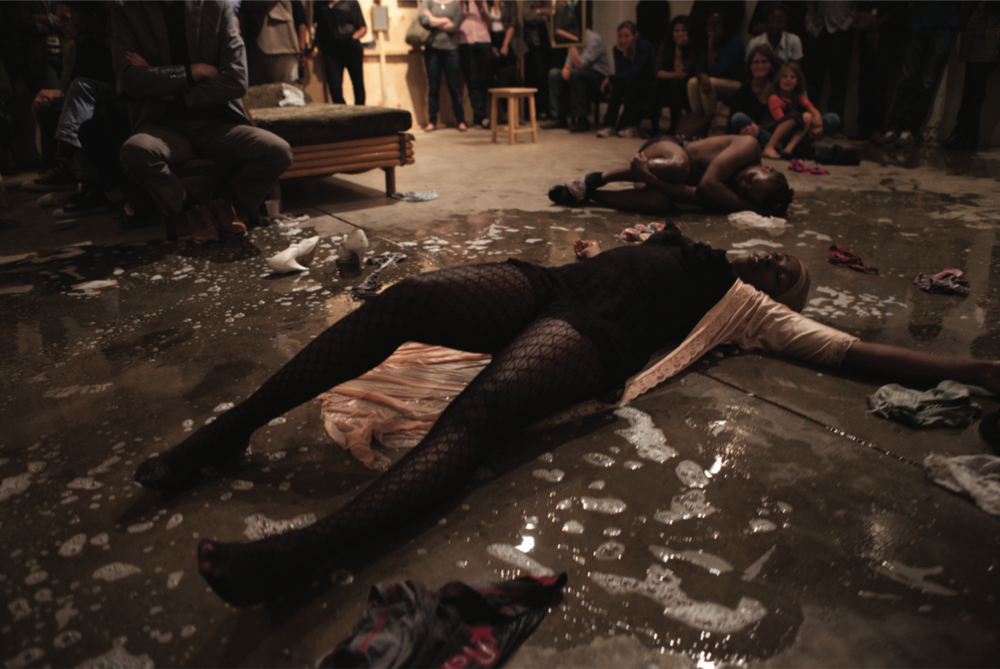 Documentation from Syowia Kyambi's Between Us performed at GoDown Art Centre, Nairobi, 2013 - 2014, mixed media installation, performance, photography, sound and video, size variable