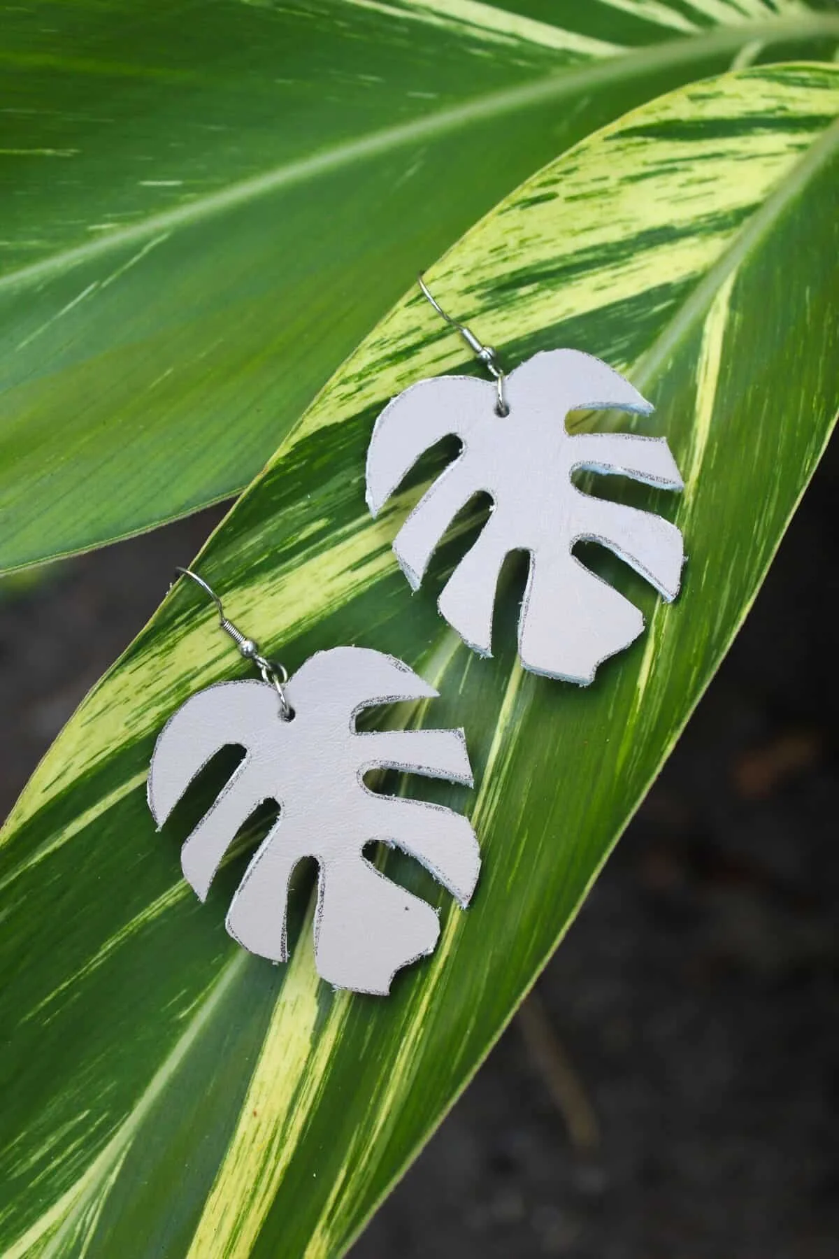 Grey Monstera Earrings 2.JPG