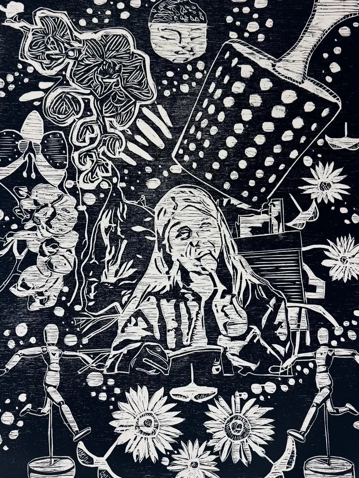 2ft Woodblock Relief Print