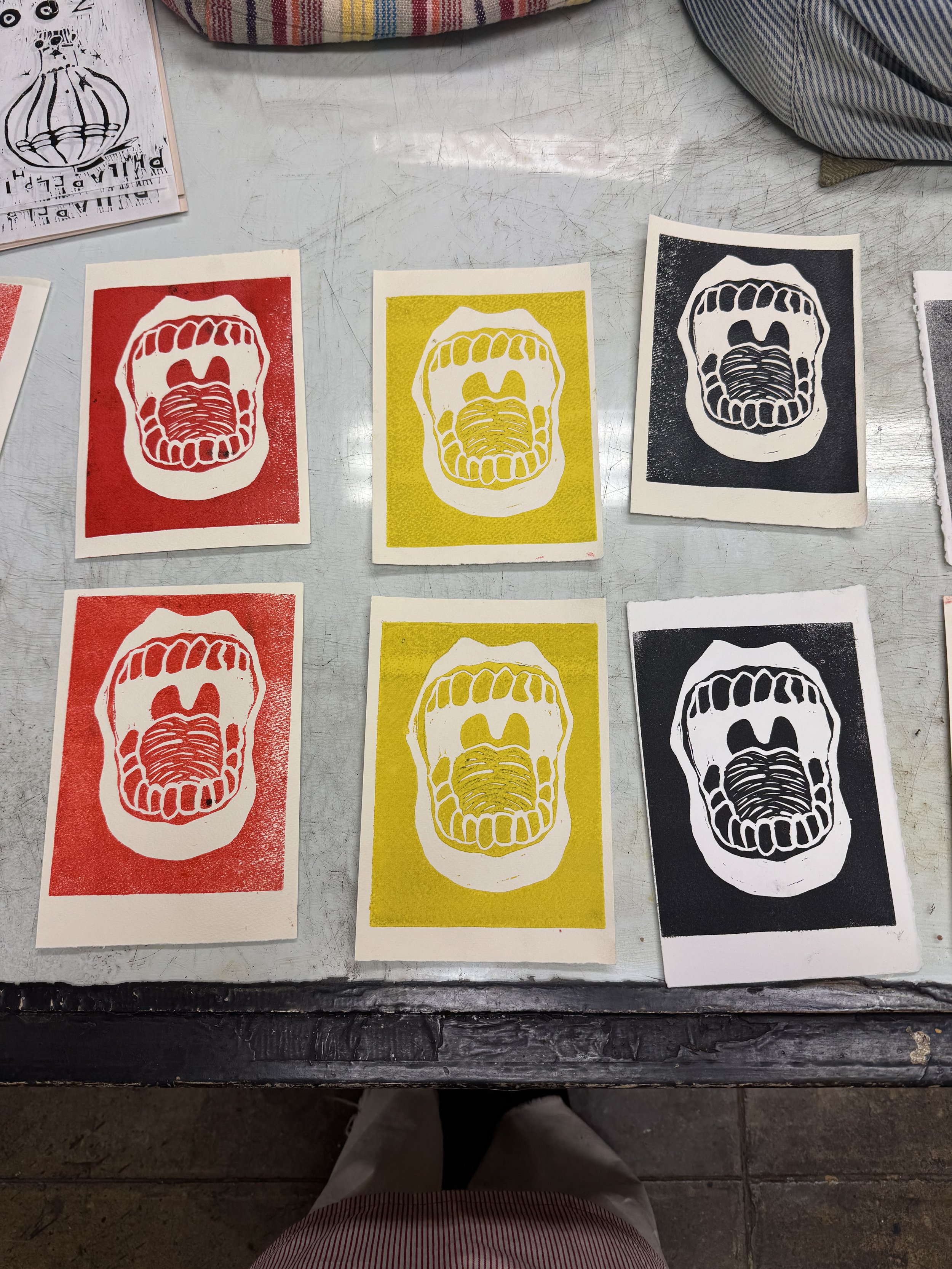 Open Wide - Lino Carved Print