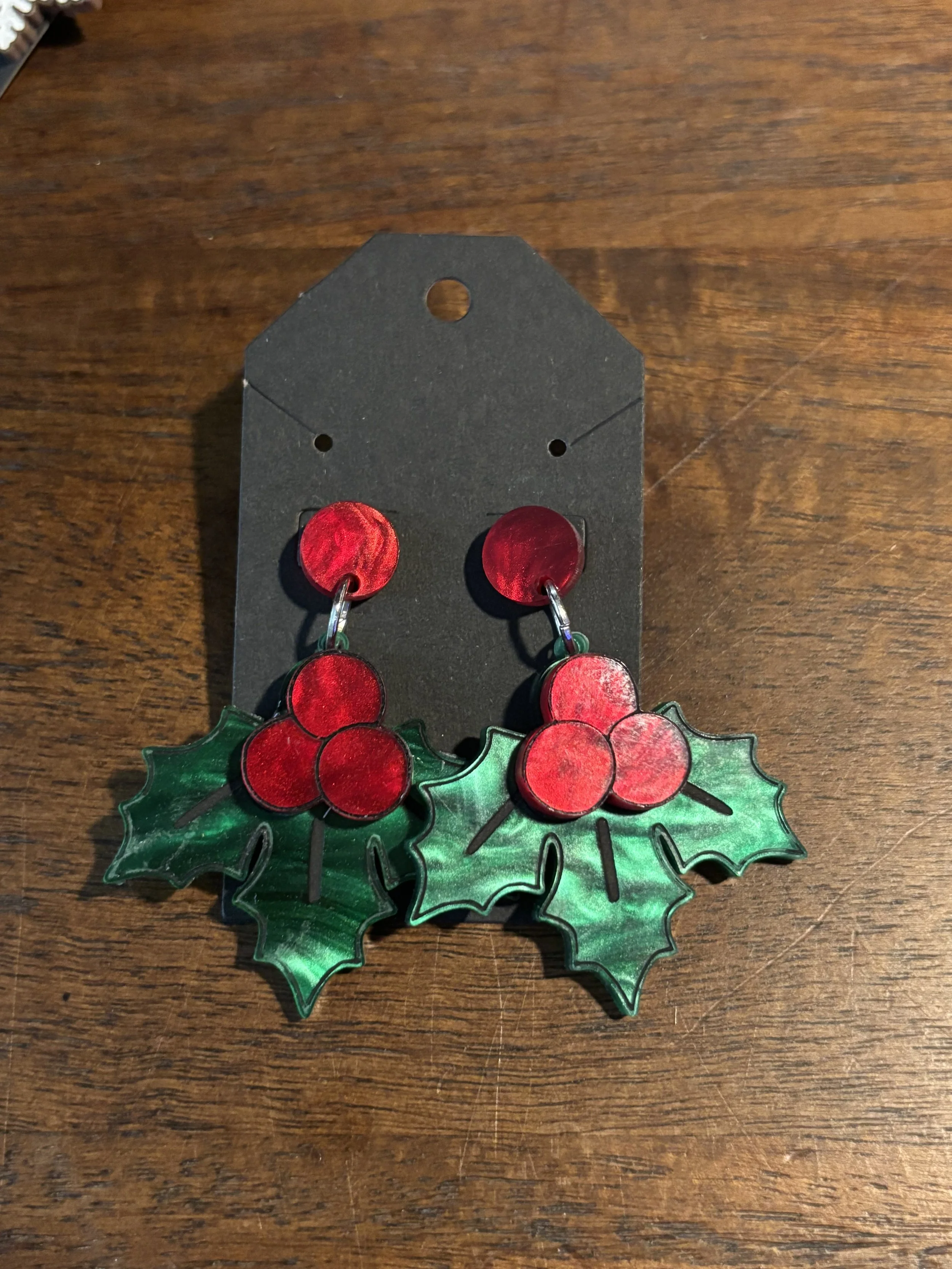 Festive Holly and Mistletoe Earrings