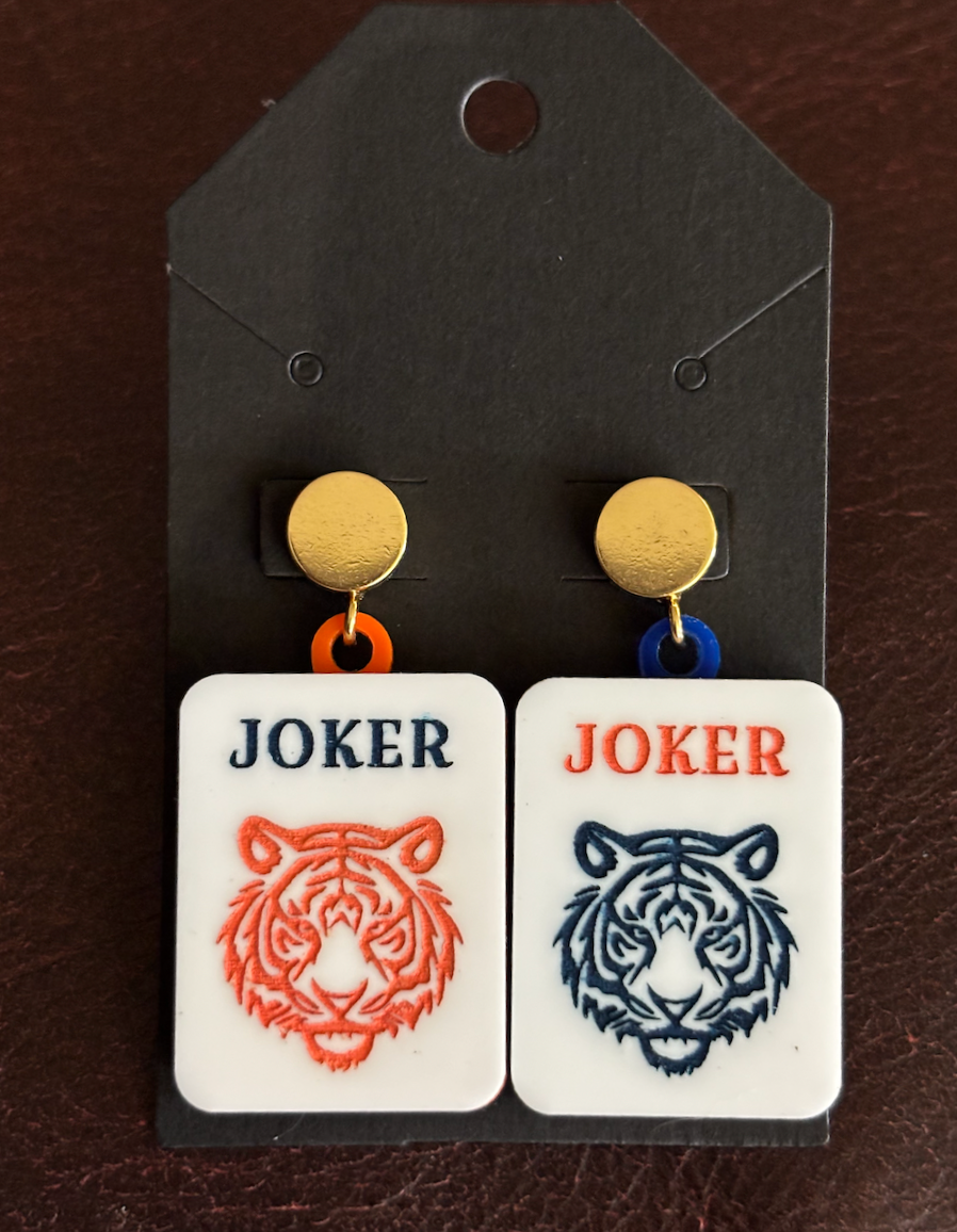 Joker Tiger Mahjong Earrings