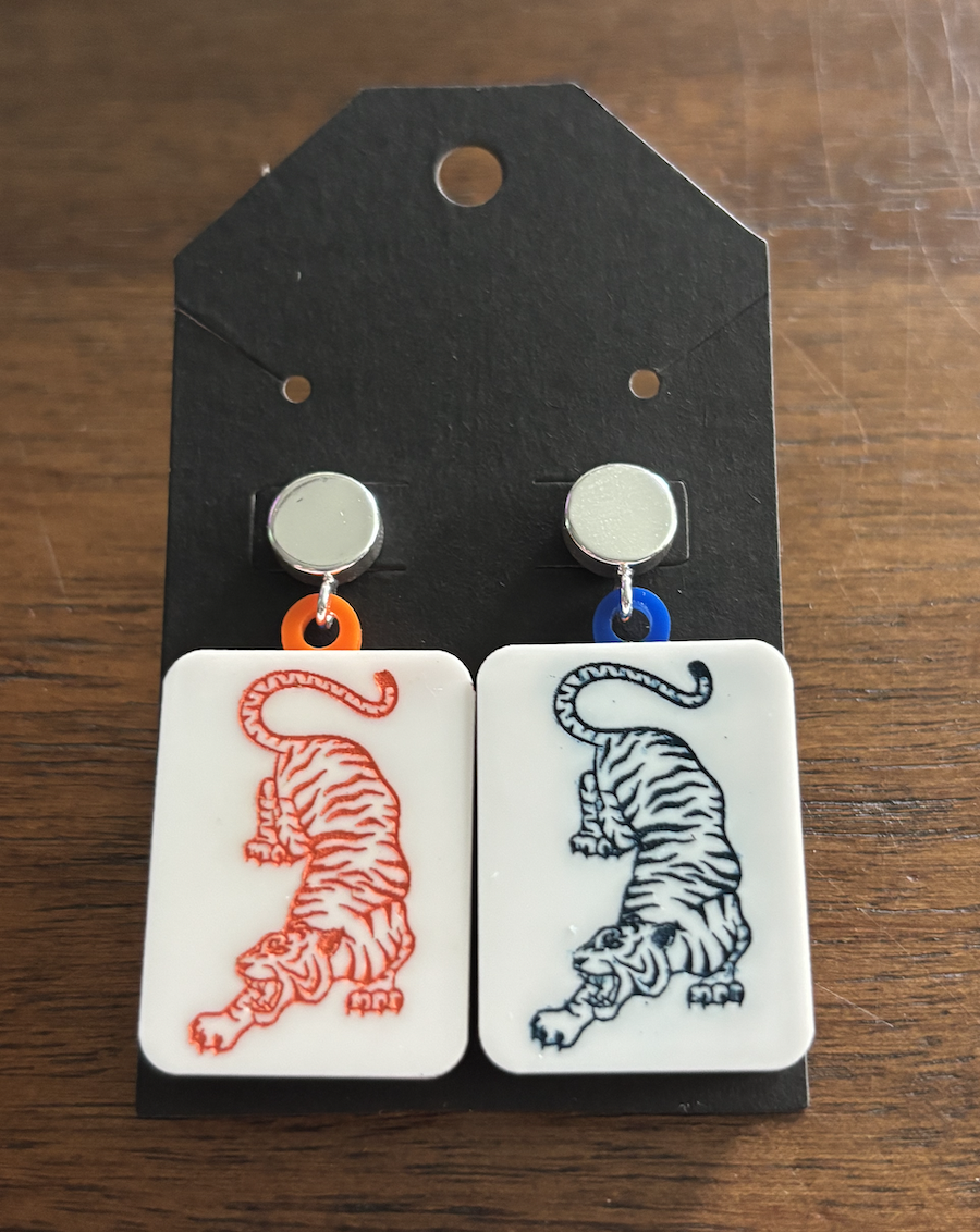 Prowling Tiger Mahjong Tile Earring