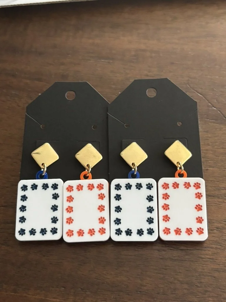 Orange and Blue Soap Tile Mahjong Earrings