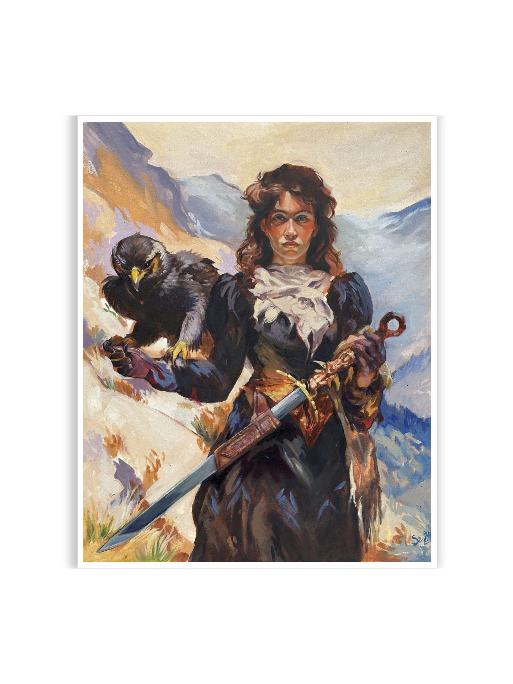 Hawk and Sword - print - 12 x 16