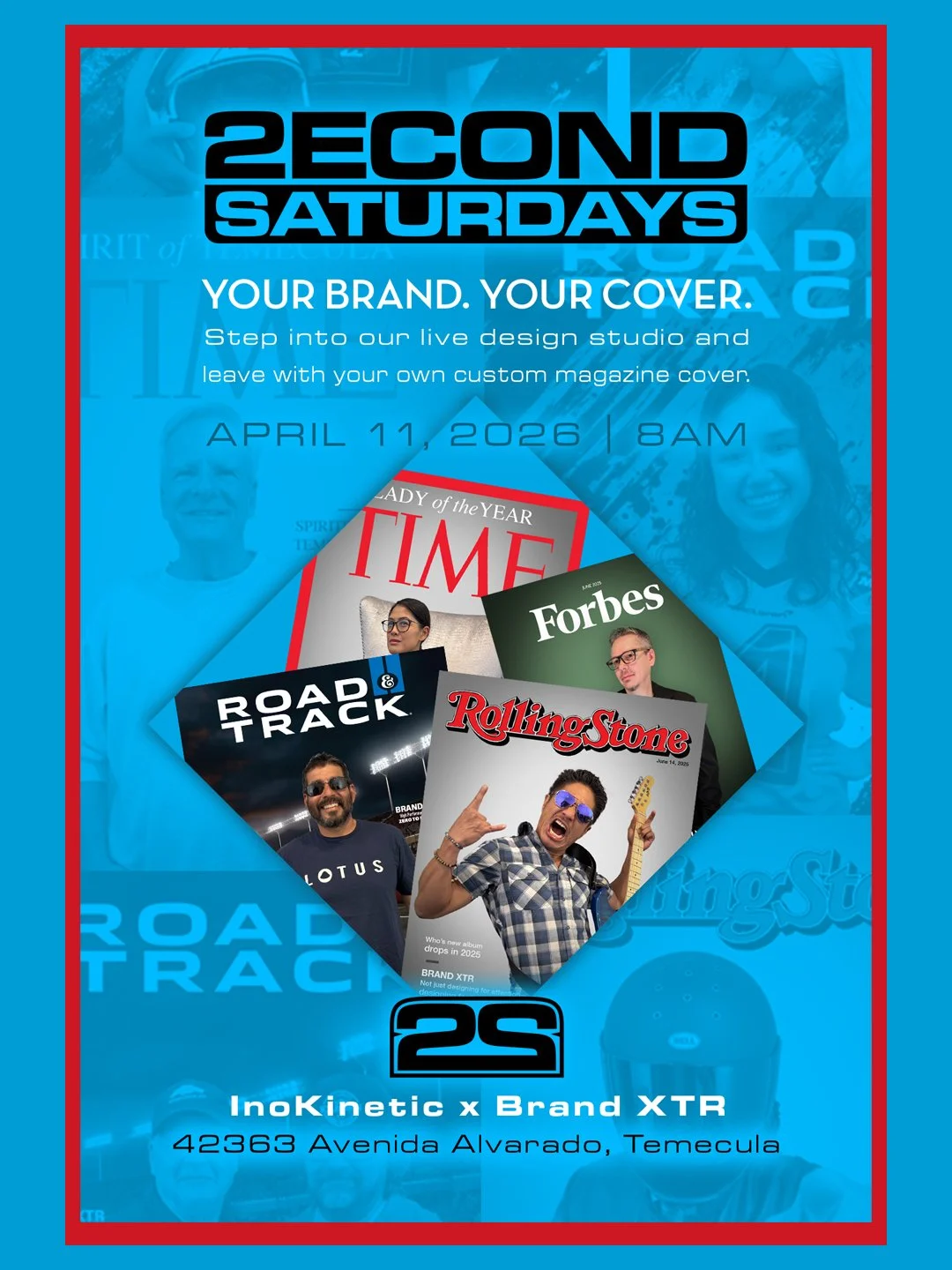 This is what we do - LIVE !!!
Join us at 2ECOND SATURDAYS and experience our design process firsthand. We&rsquo;ll create a fully custom magazine cover for you on the spot, showing how ideas turn into finished products in real time.
Design. Productio