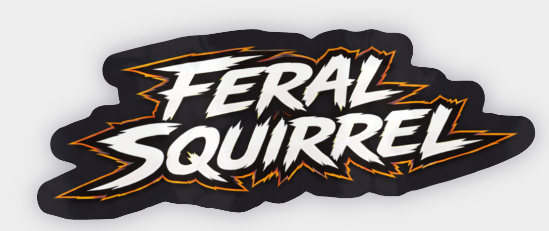 Feral Squirrel — Vinyl Racing Sticker (5") | Peanut Workshop