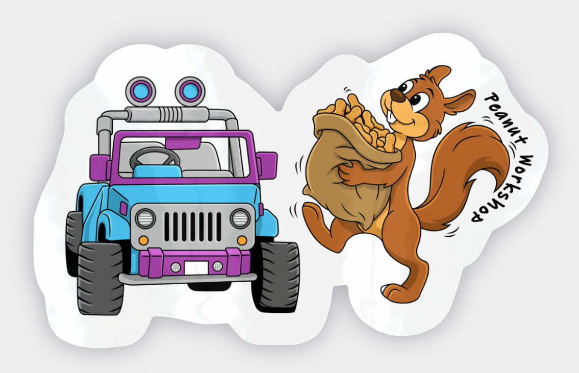 Nut Haul Squirrel — Vinyl Racing Sticker (5") | Peanut Workshop