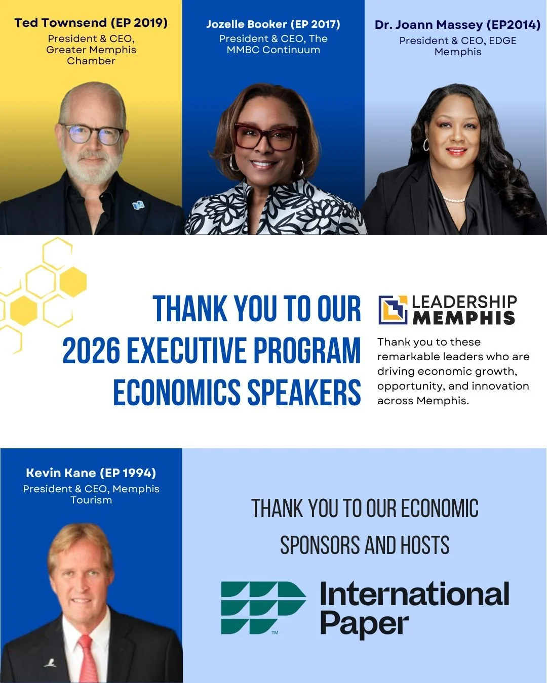 Our Executive Program cohort had a powerful Economics Day exploring the forces shaping Memphis&rsquo; economic landscape, graciously hosted by @internationalpaper. 

Throughout the day, we learned from an extraordinary lineup of leaders &mdash; Ted T