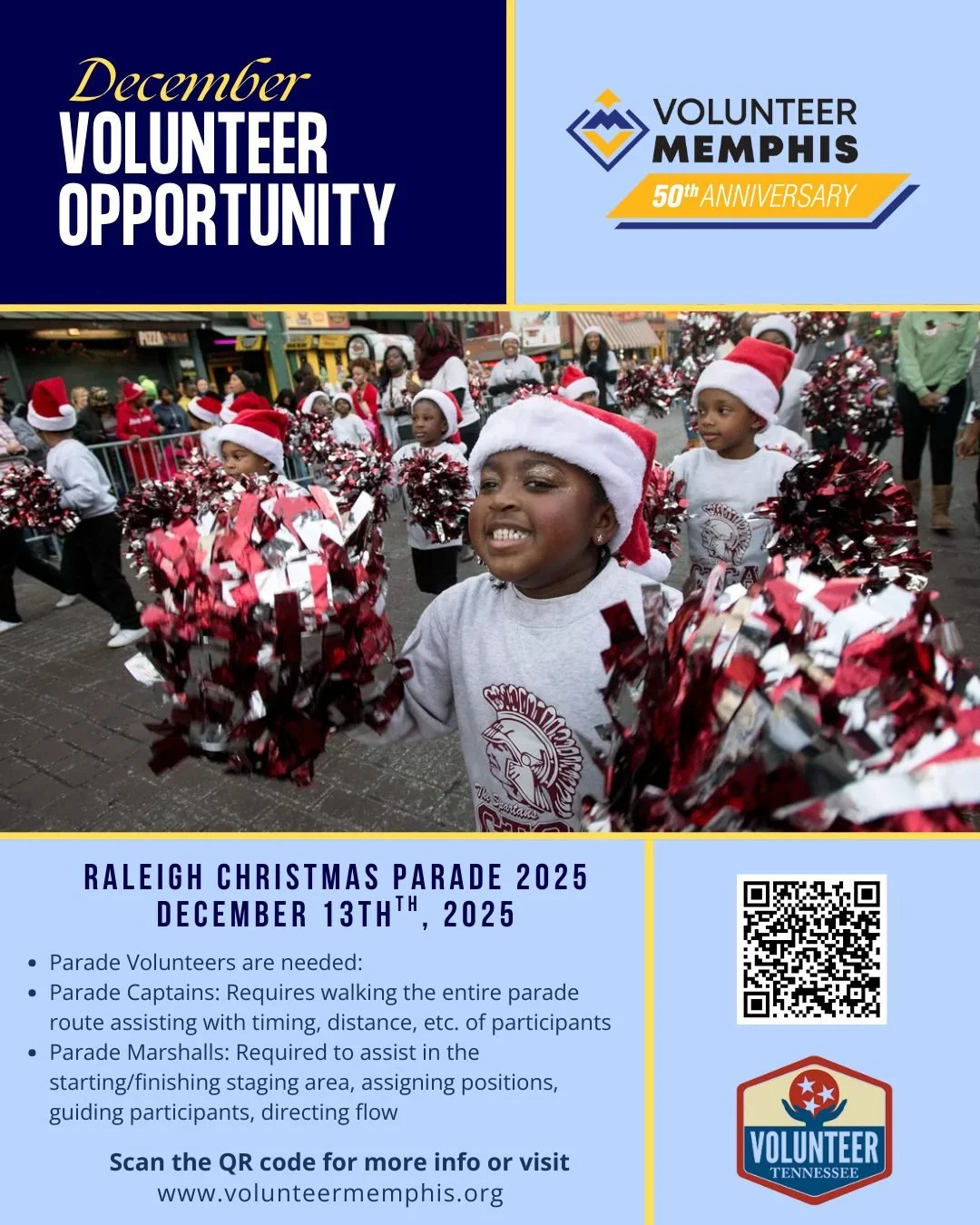 Step into the holiday magic! 

Volunteer at the Raleigh Christmas Parade on December 13, 2025 and help us keep the parade running smoothly for the community.

Scan the QR code or click the link in our bio to sign up.