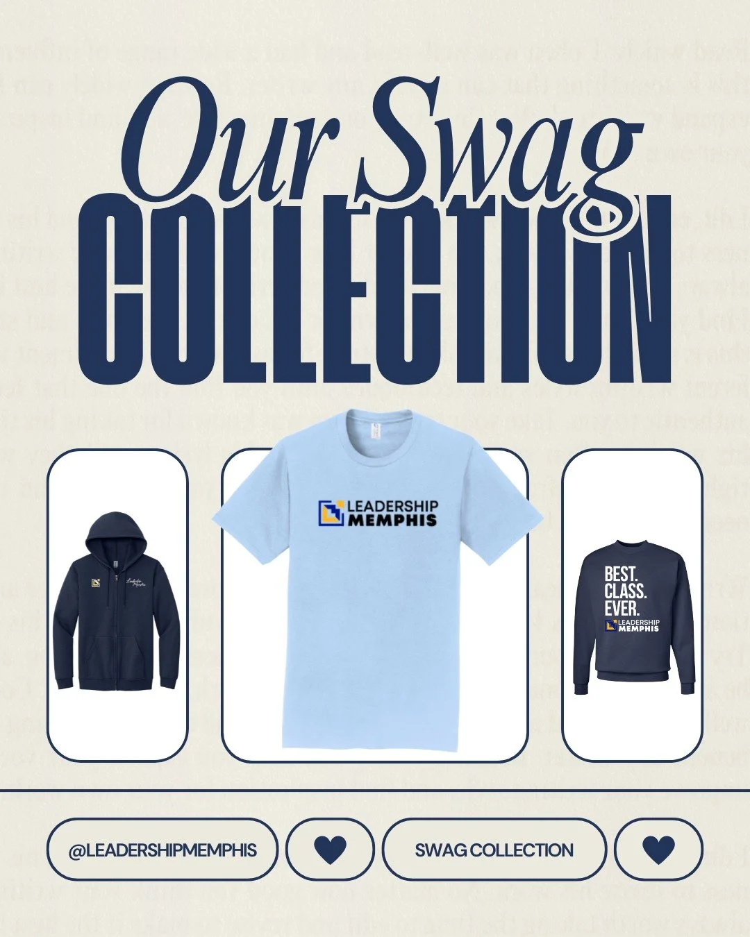 Lead in style. 💙
From comfy hoodies to must-have caps and totes, our Swag Store has everything you need to rep Leadership Memphis wherever your day takes you. Every purchase supports the work shaping our city&rsquo;s future.

🛍️ Link in bio!
 
#Lea