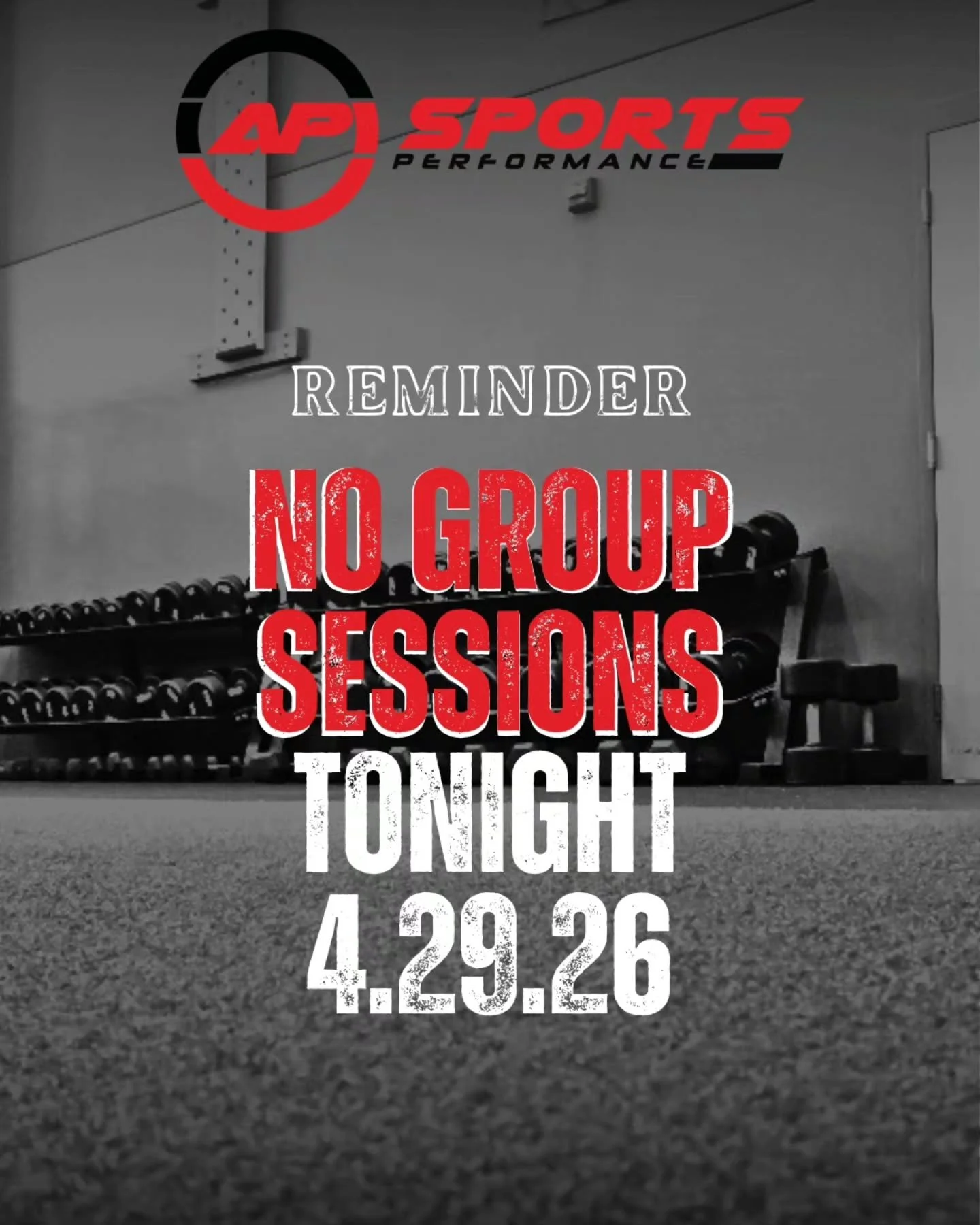 REMINDER: No group sessions tonight, Wednesday, April 29. Regular schedule resumes on Monday, May 4.