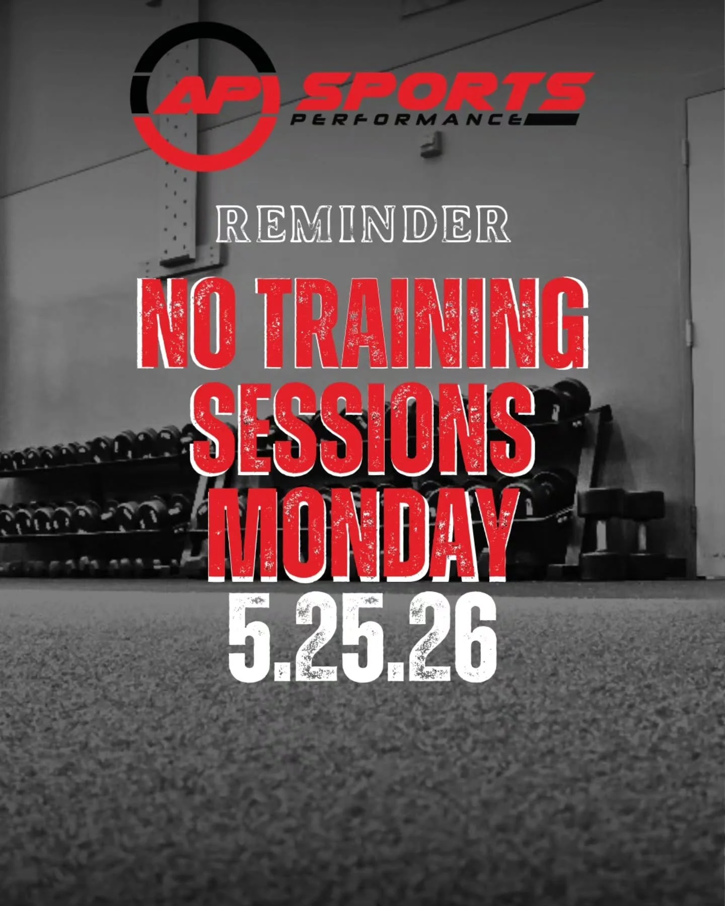 With the gym closing early on Monday in honor of the Memorial Day holiday, there will be no training sessions. Enjoy the day with friends and family. Also, don't forget the summer schedule will begin on Monday, June 1!