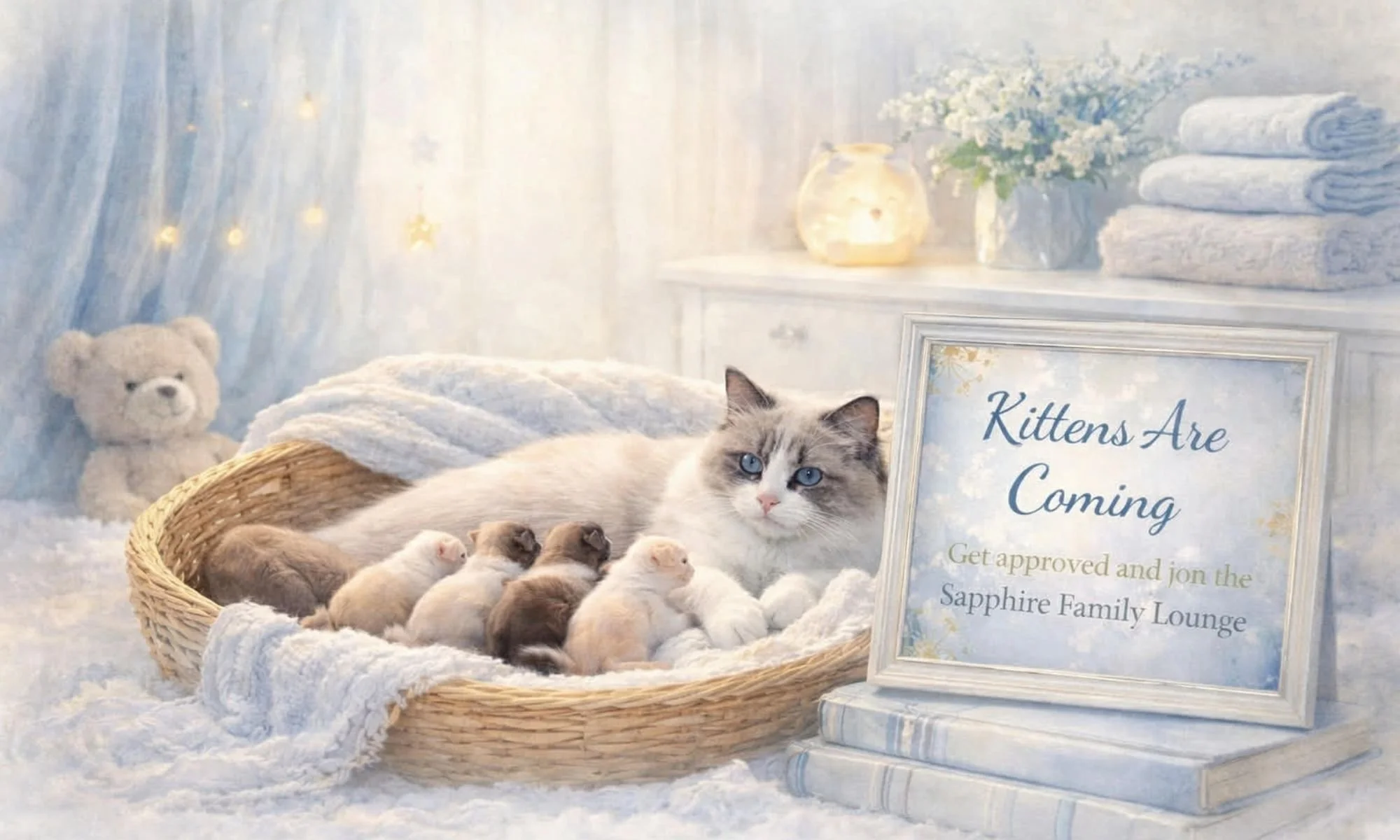 Ragdoll kittens coming soon at AAA CLASS ACT Shades of Sapphire Ragdolls in Lucas Ohio - join the Sapphire Family Lounge for upcoming litters