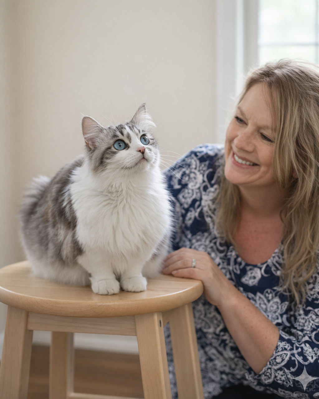 Founder of AAA CLASS ACT – Shades of Sapphire Ragdolls with Caraline, the foundation Ragdoll, Ohio