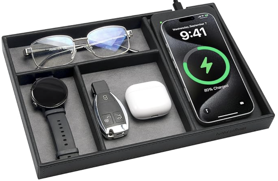 Aesthetically beautiful and minimal design. This valet tray keeps all items organized and neat.