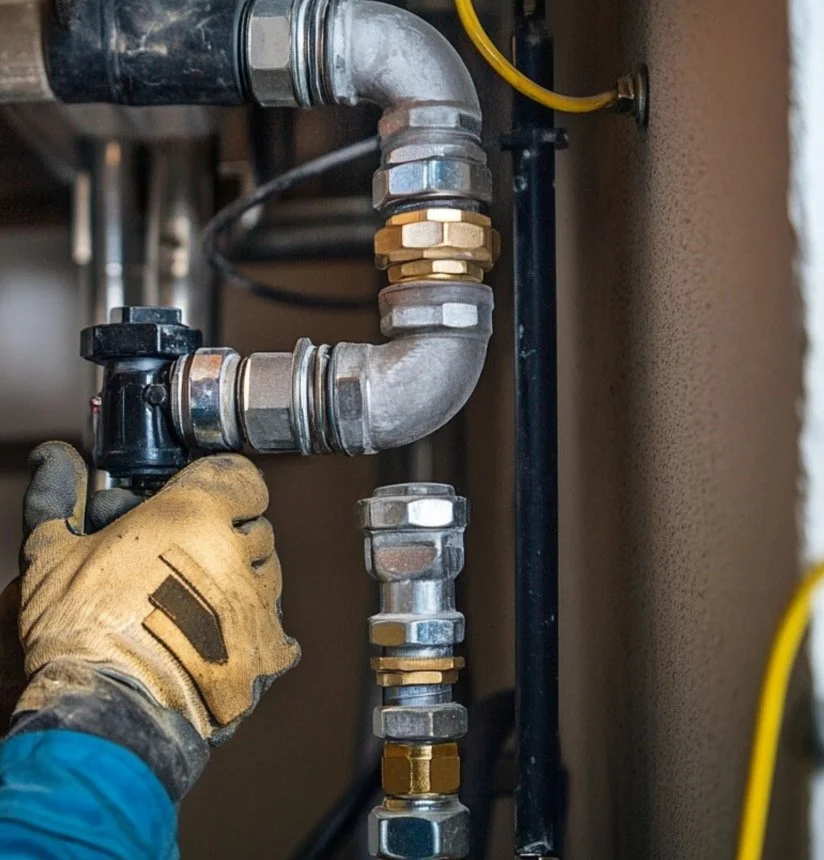 Pipes being checked for gas leak