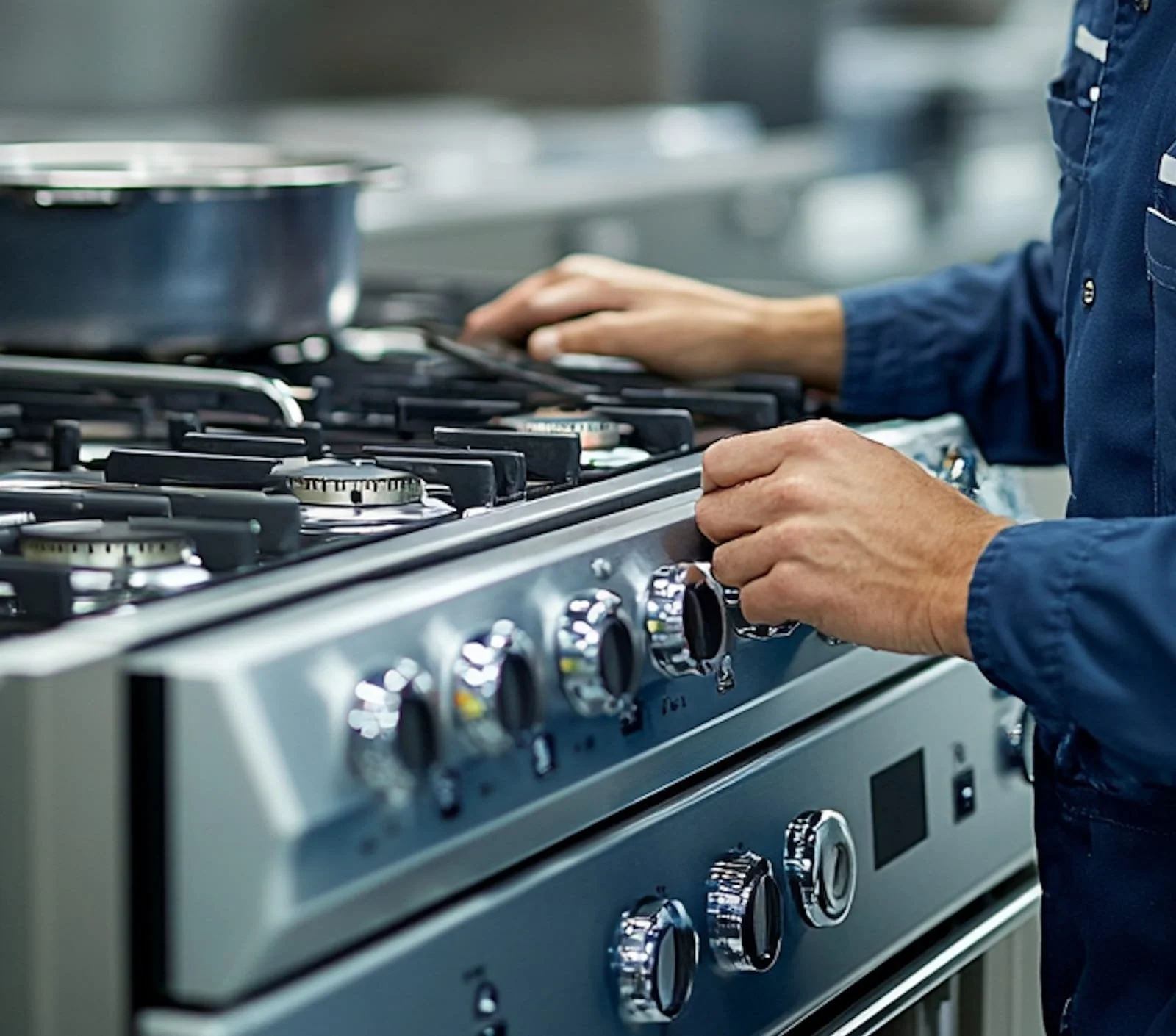 Cooktop being inspected by an expert